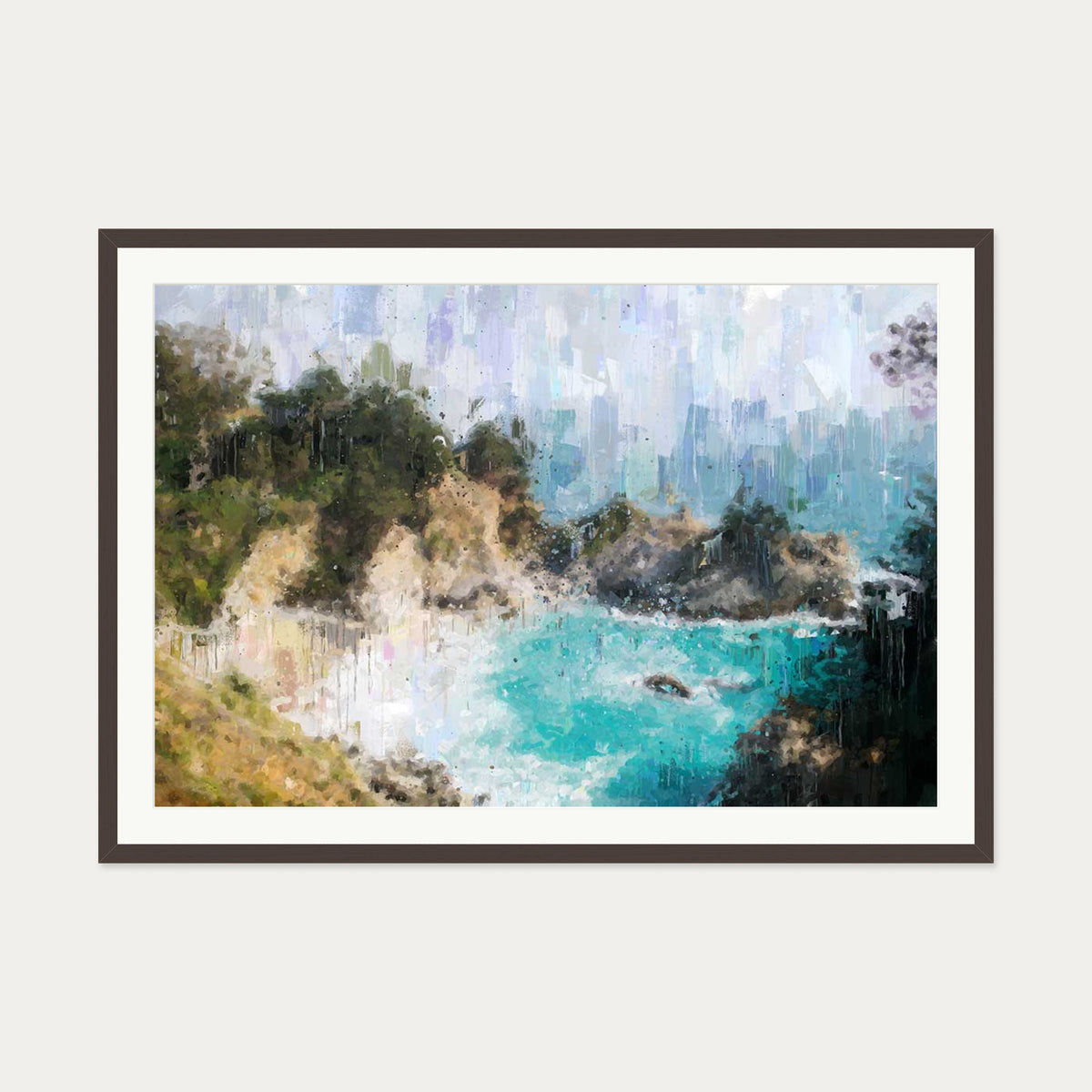 The Beach Art Print — 70 x 100 cm — Brown Frame