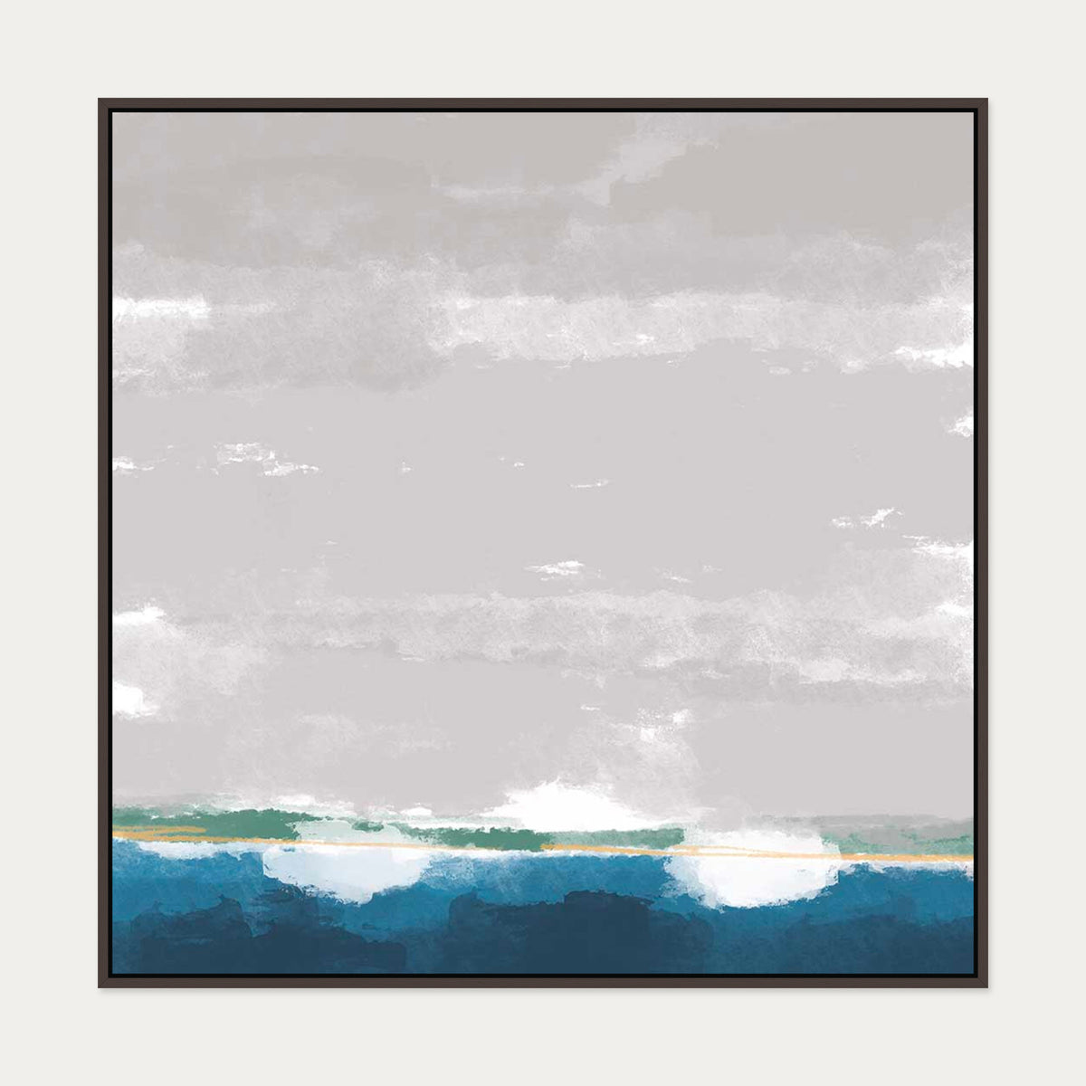 The Boat Yard Canvas Art — 100 x 100 cm — Brown Frame
