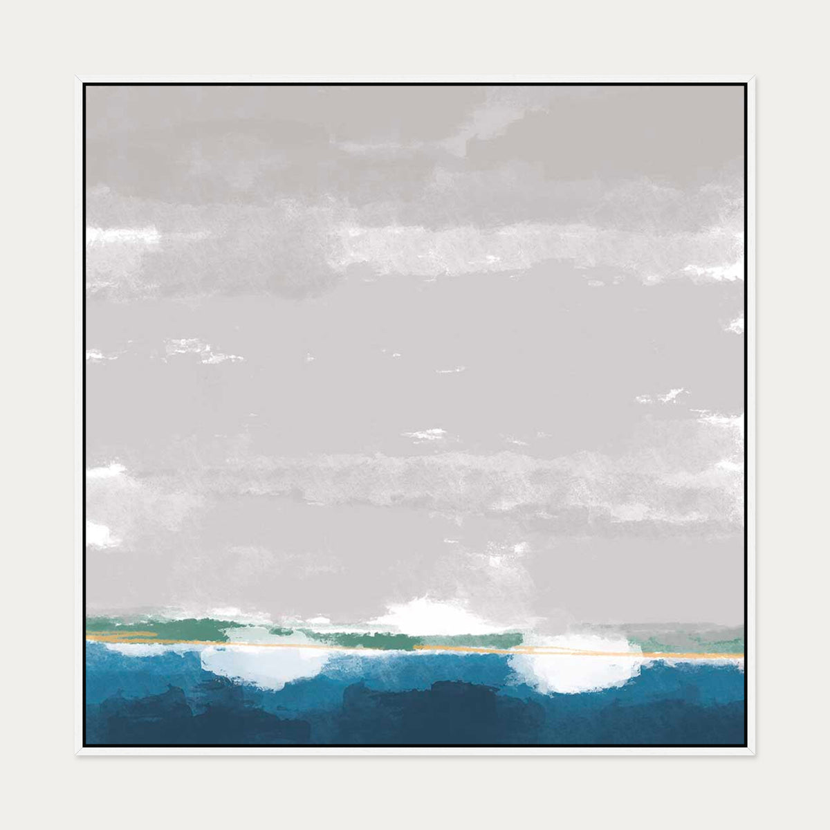 The Boat Yard Canvas Art — 100 x 100 cm — White Frame