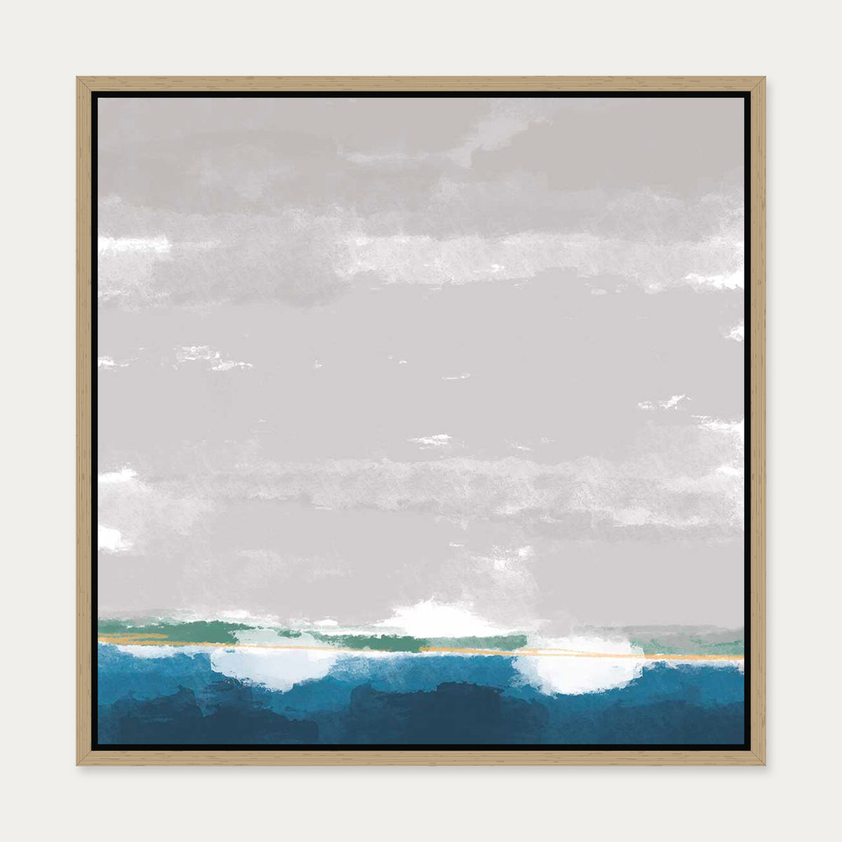 The Boat Yard Canvas Art — 50 x 50 cm — Oak Frame