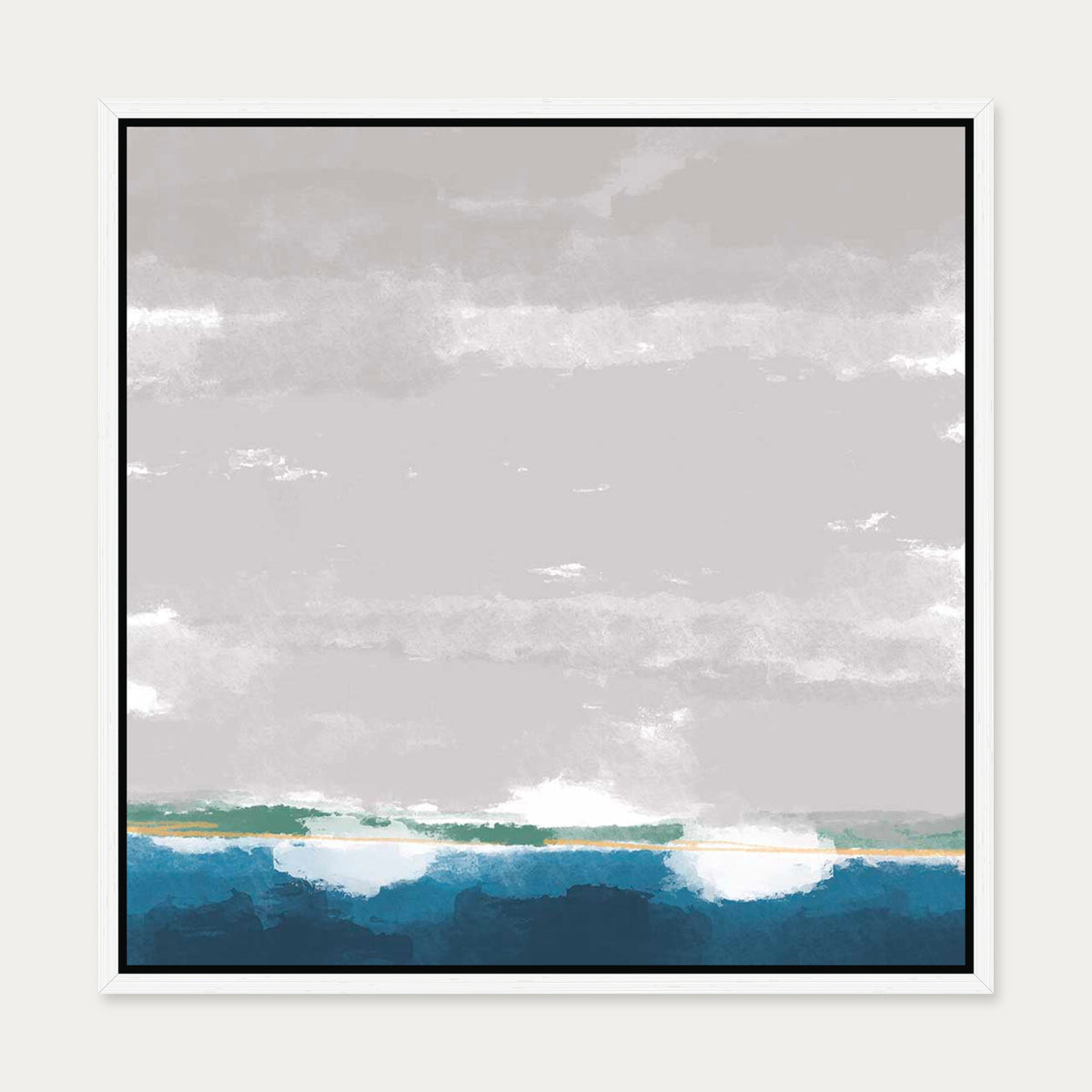 The Boat Yard Canvas Art — 50 x 50 cm — White Frame