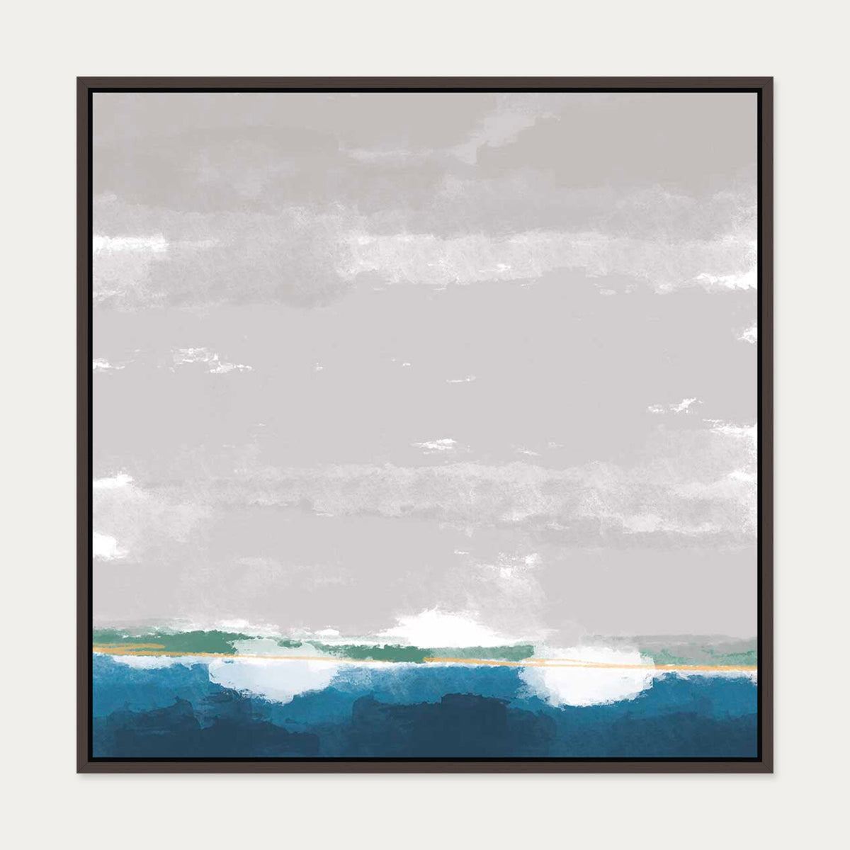 The Boat Yard Canvas Art — 70 x 70 cm — Brown Frame