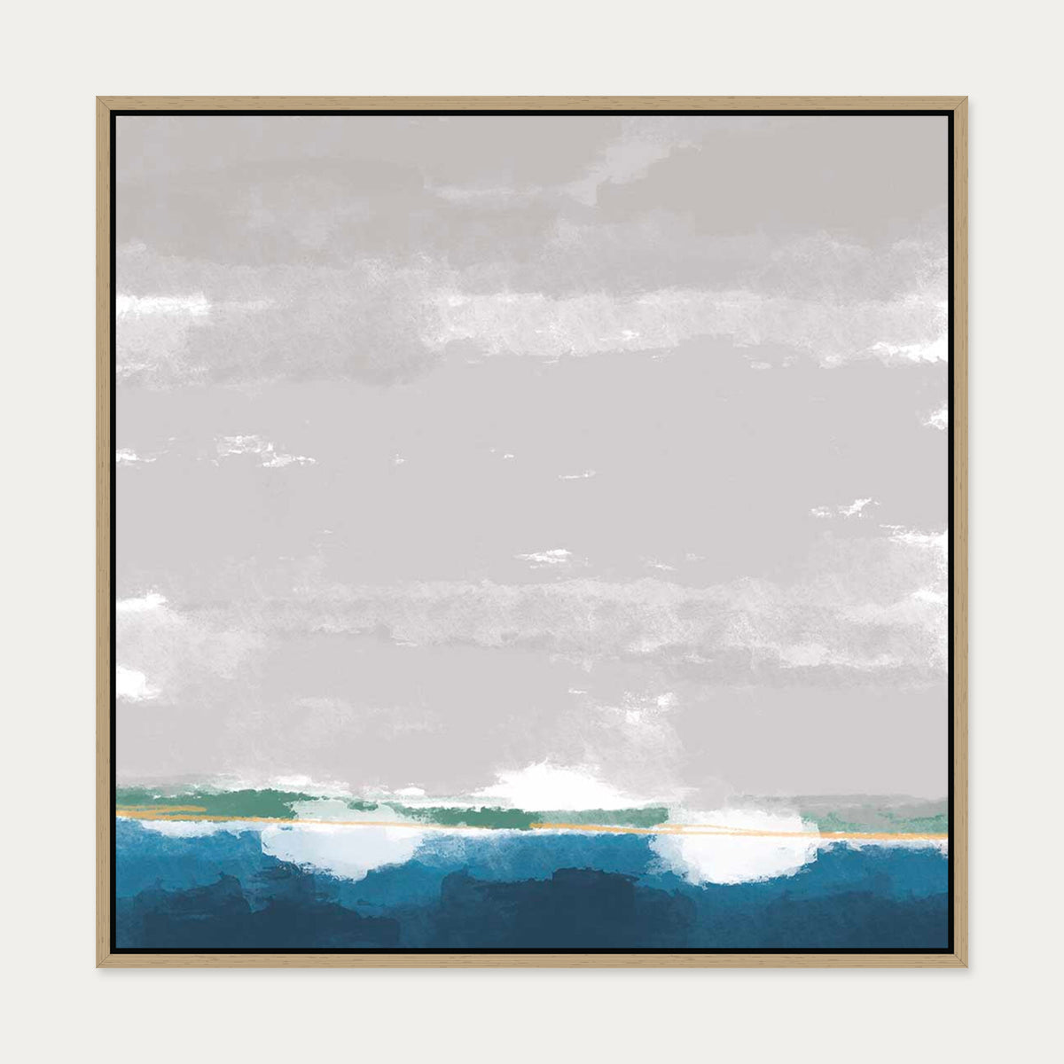 The Boat Yard Canvas Art — 70 x 70 cm — Oak Frame
