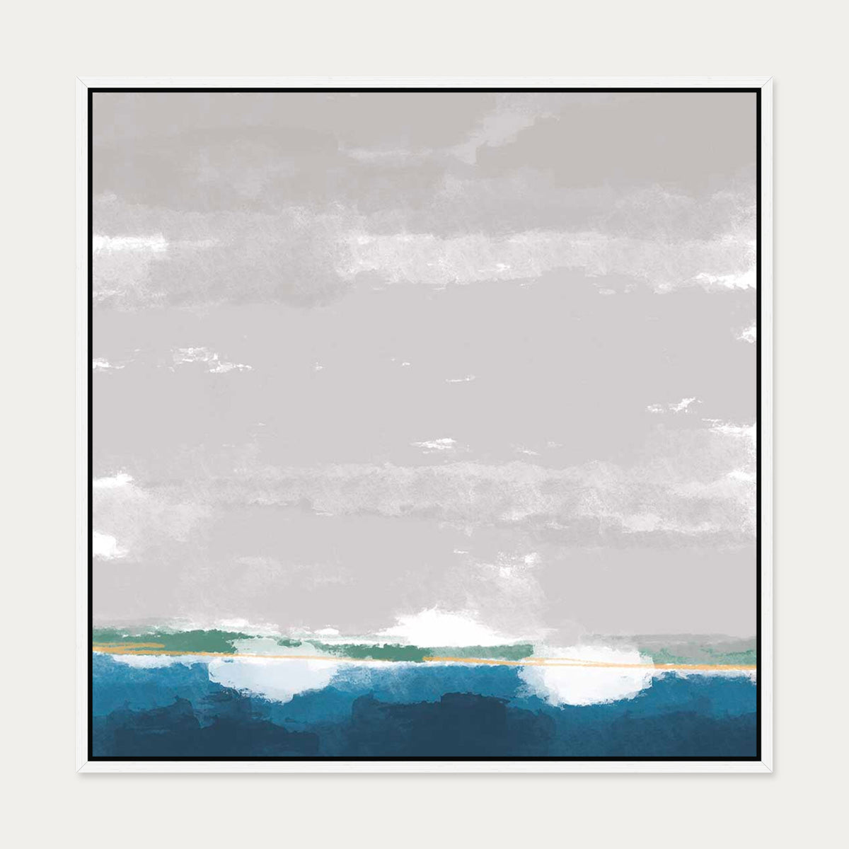 The Boat Yard Canvas Art — 70 x 70 cm — White Frame