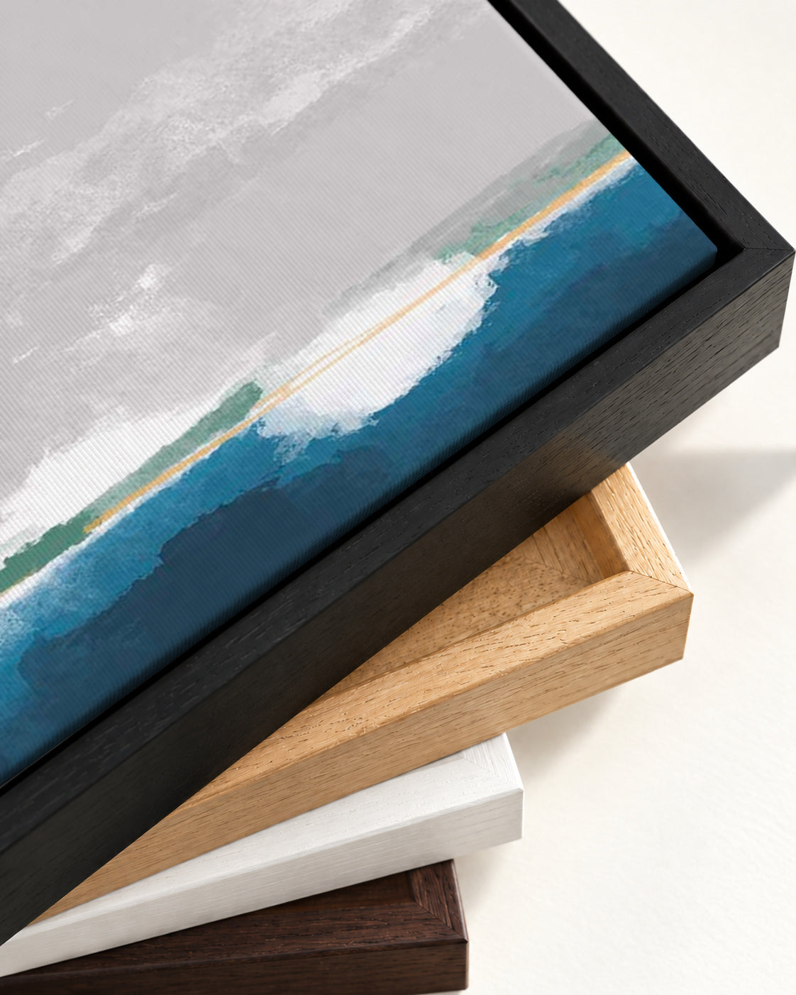 The Boat Yard Canvas Art — framed canvas corner and wrapped canvas detail