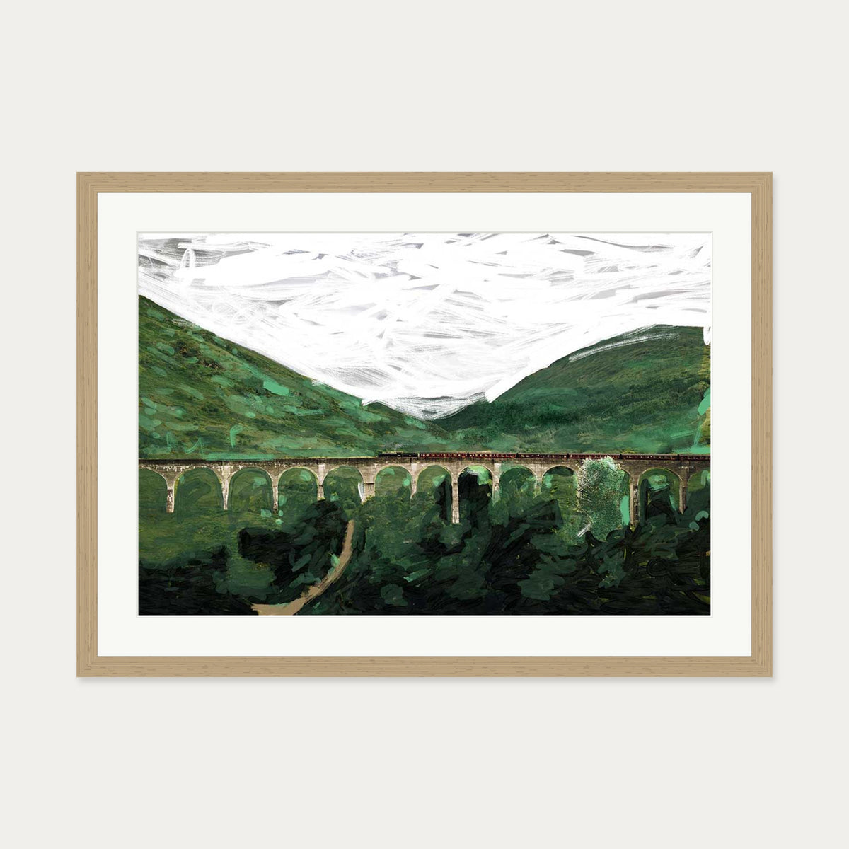 The Bridge Art Print — 50 x 70 cm — Oak Frame
