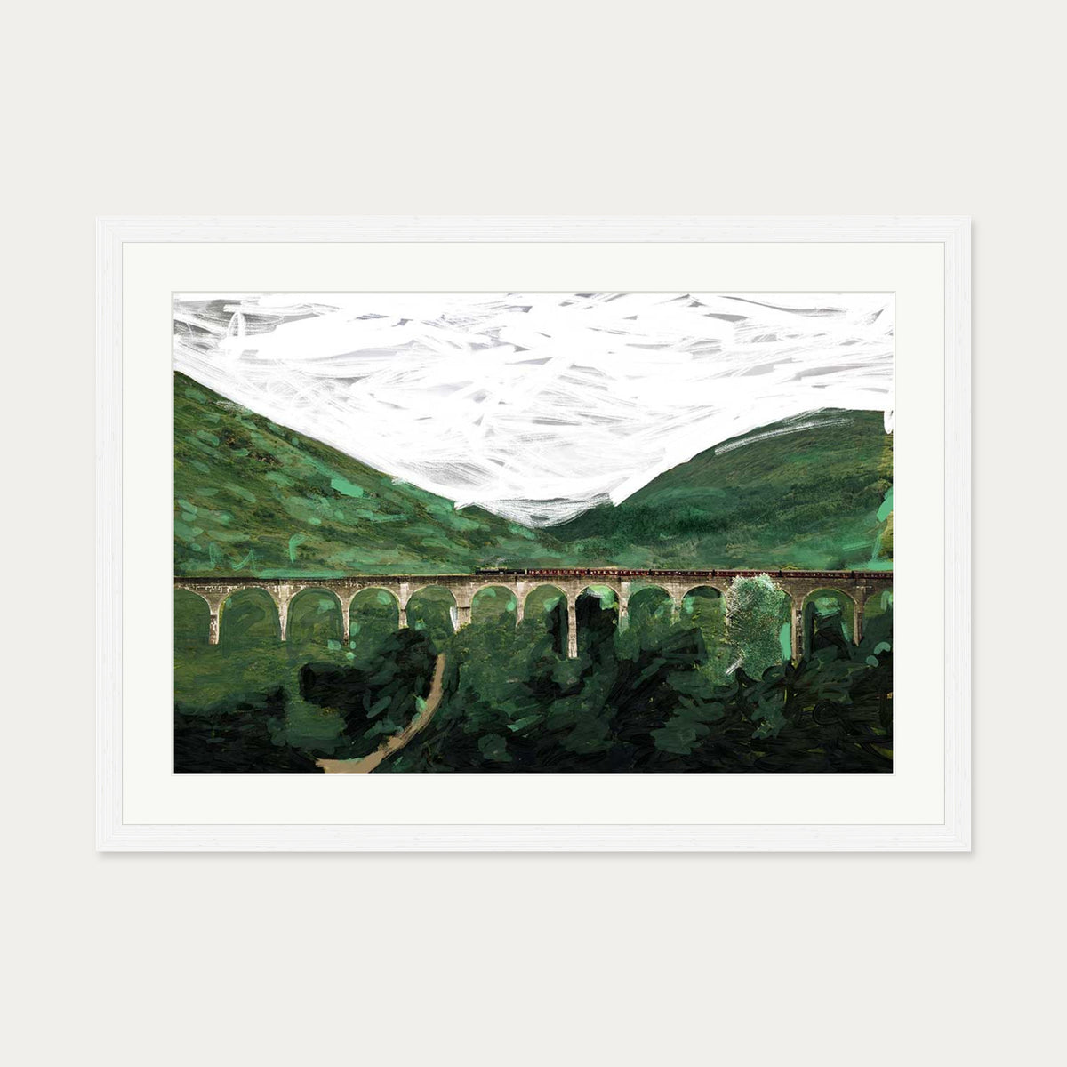 The Bridge Art Print — 50 x 70 cm — White Frame