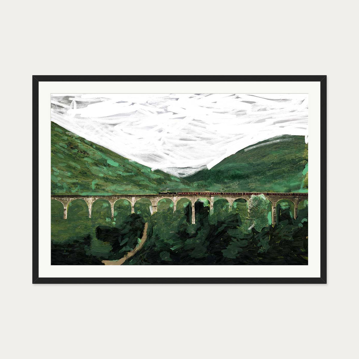 The Bridge Art Print — 70 x 100 cm — Black Frame