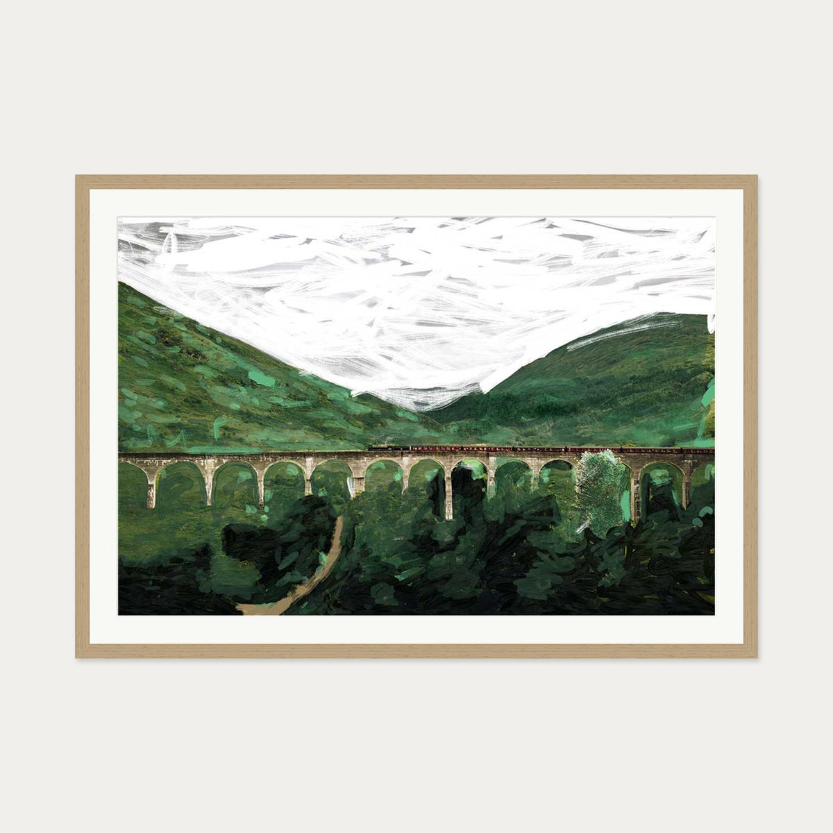 The Bridge Art Print — 70 x 100 cm — Oak Frame