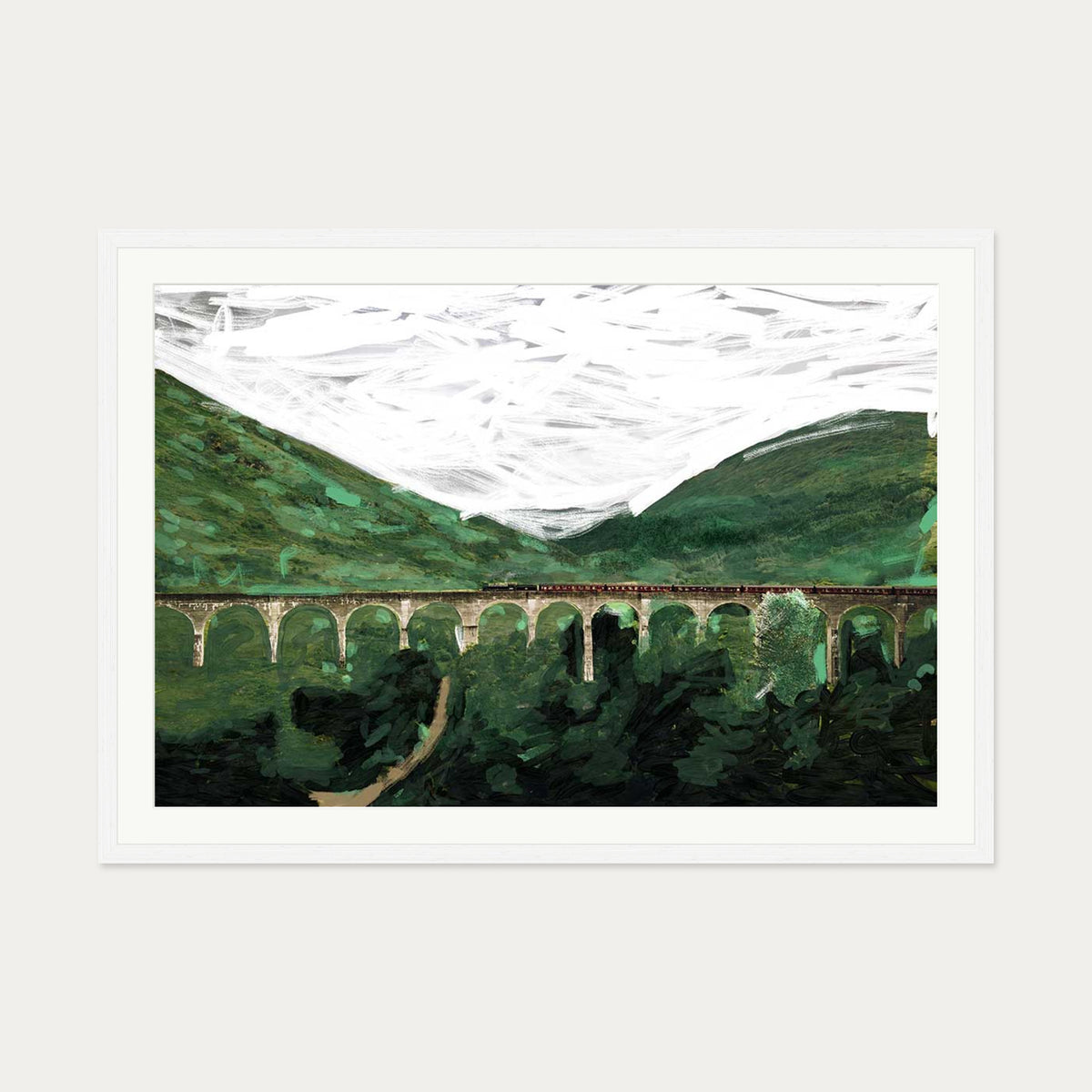 The Bridge Art Print — 70 x 100 cm — White Frame