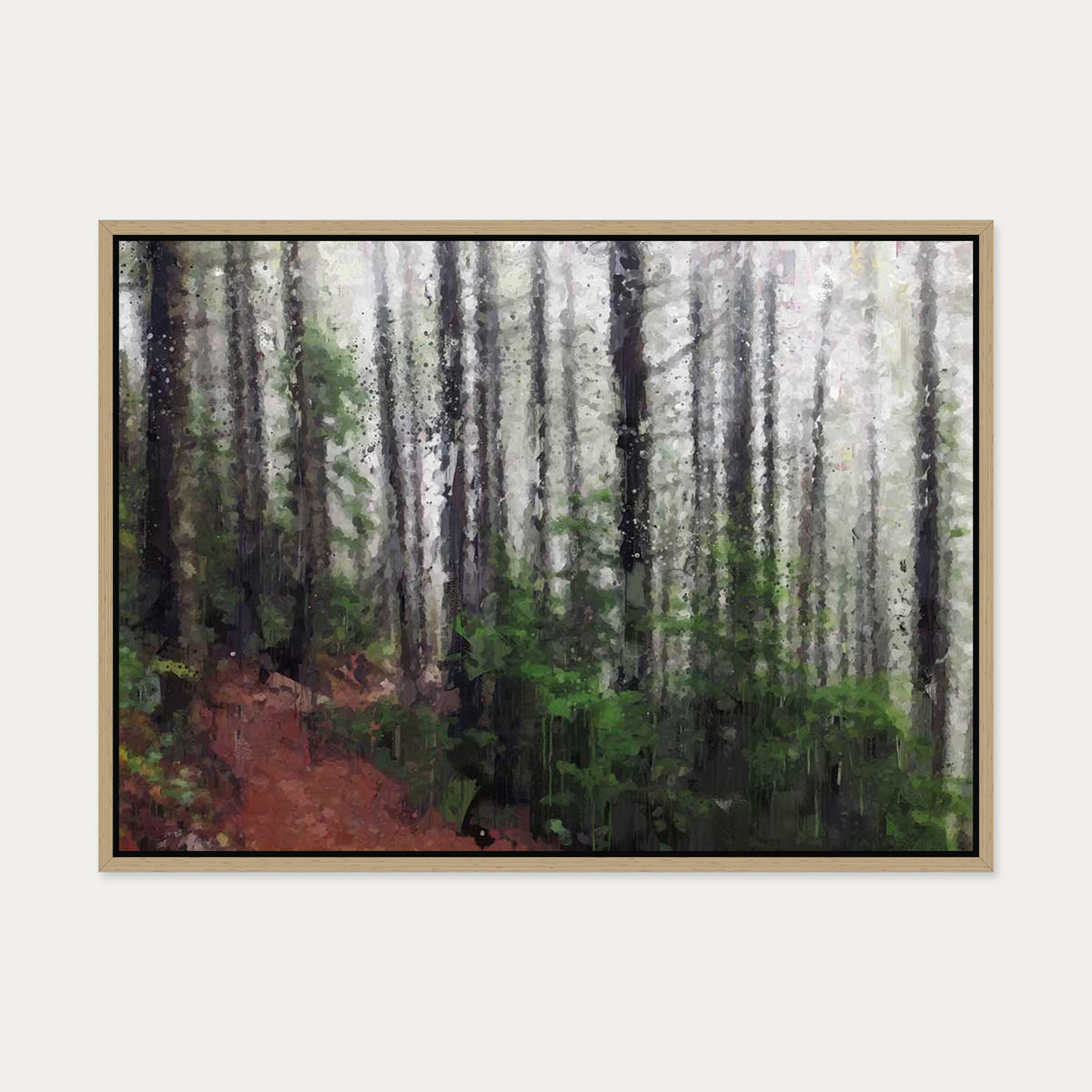 The Forest Trees Canvas Art — 50 x 70 cm — Oak Frame