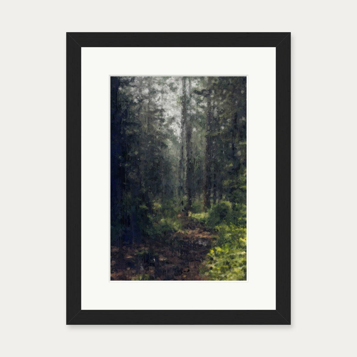 The Green Forest Landscape Art Print — 30 x 40 cm — Black Frame