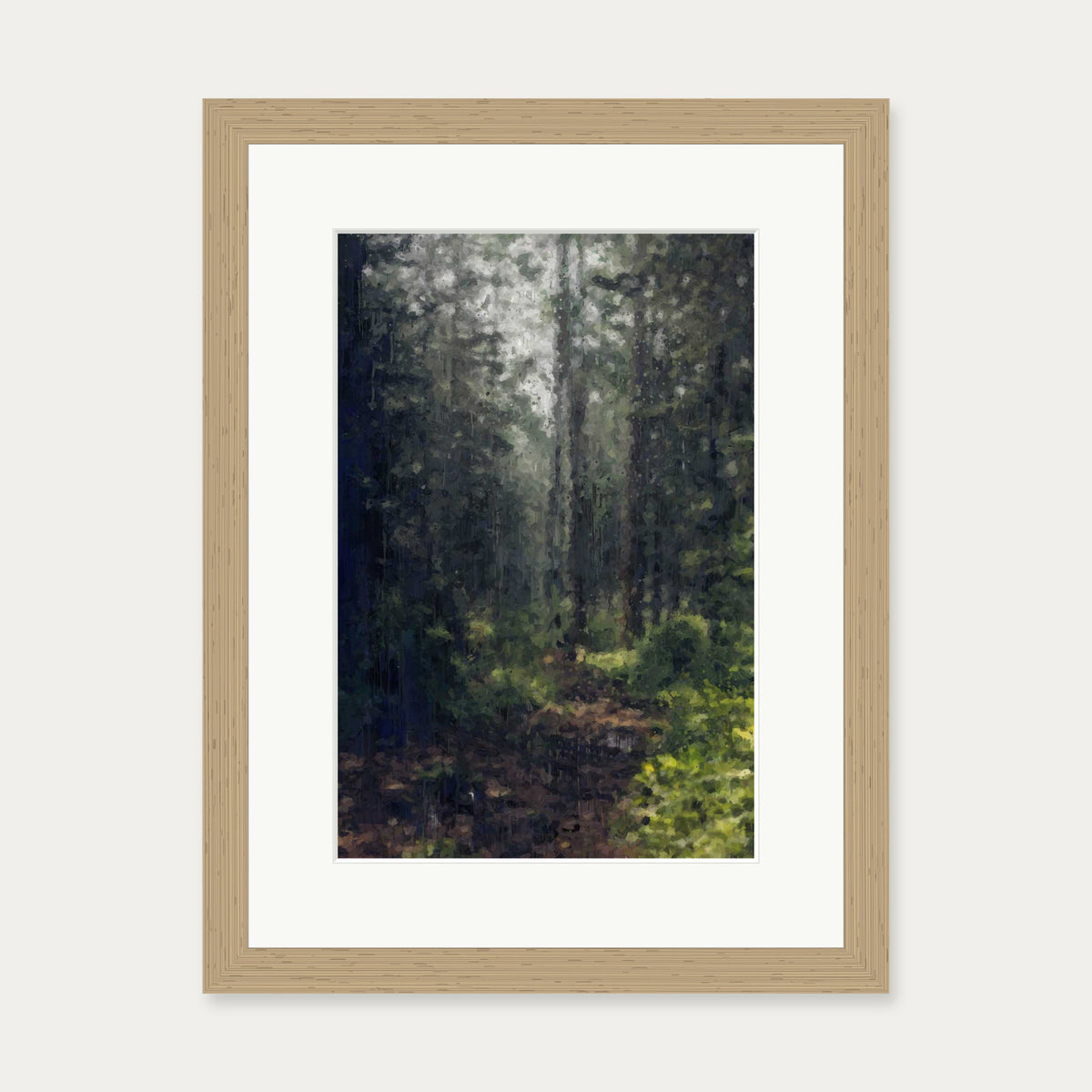 The Green Forest Landscape Art Print — 30 x 40 cm — Oak Frame