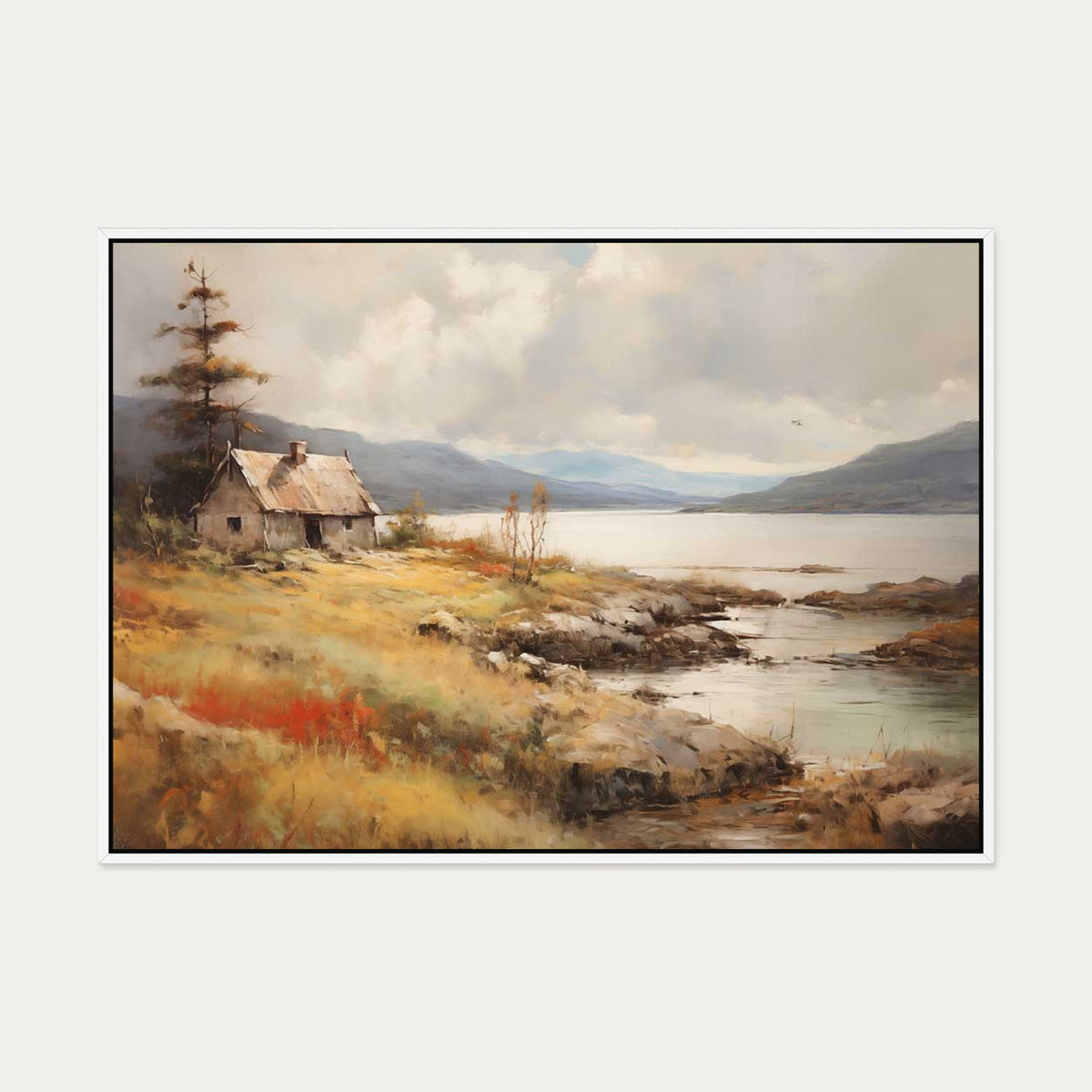 The Lake House Canvas Art — 70 x 100 cm — White Frame