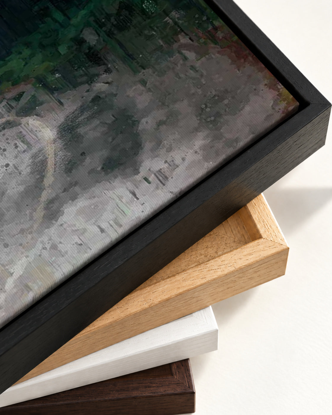 The Long Road Forest Painting Canvas Art — framed canvas corner and wrapped canvas detail