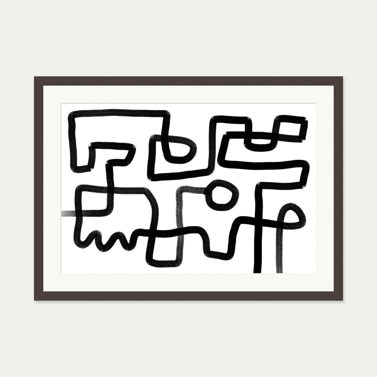 The Maze Abstract Art Print — 50 x 70 cm — Brown Frame