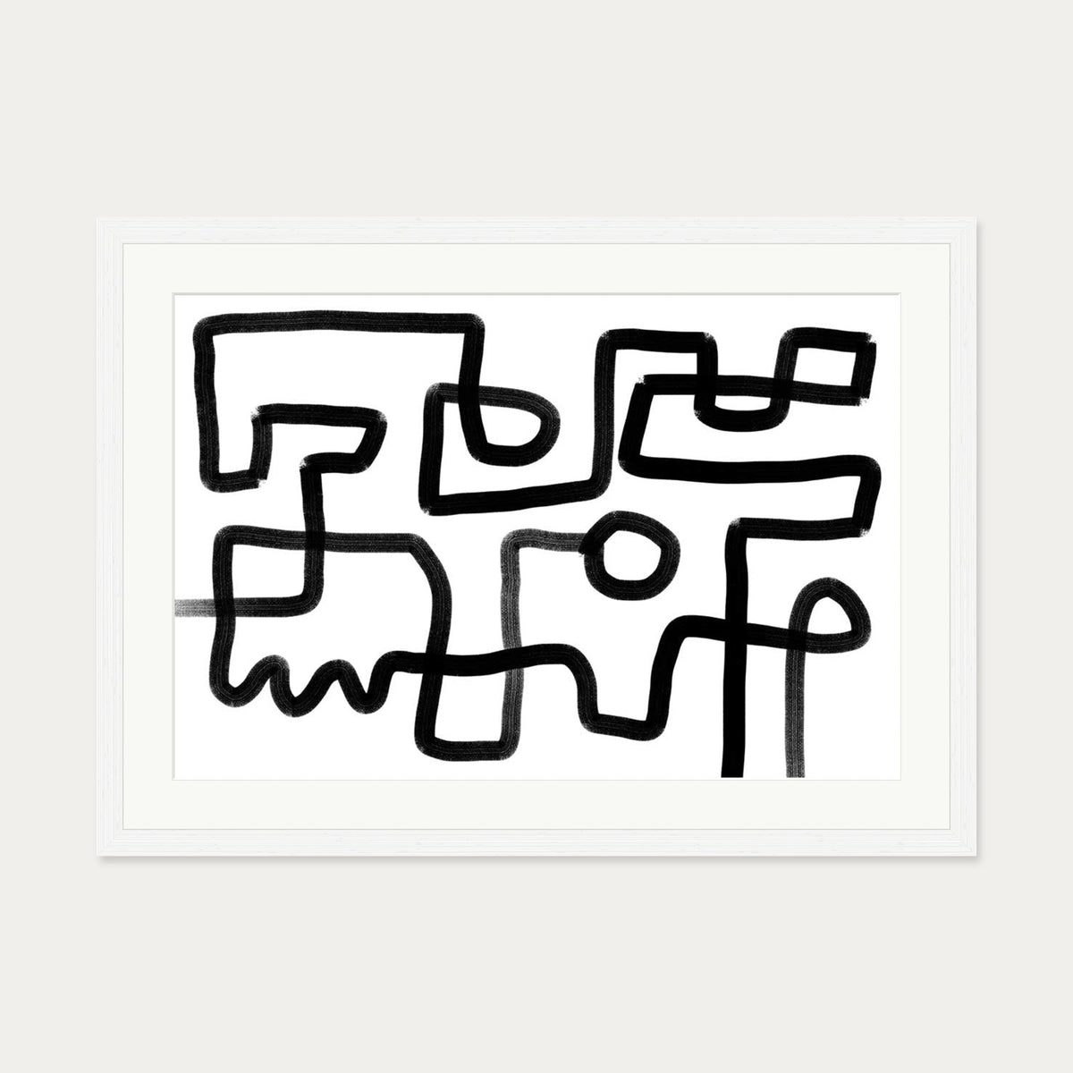 The Maze Abstract Art Print — 50 x 70 cm — White Frame