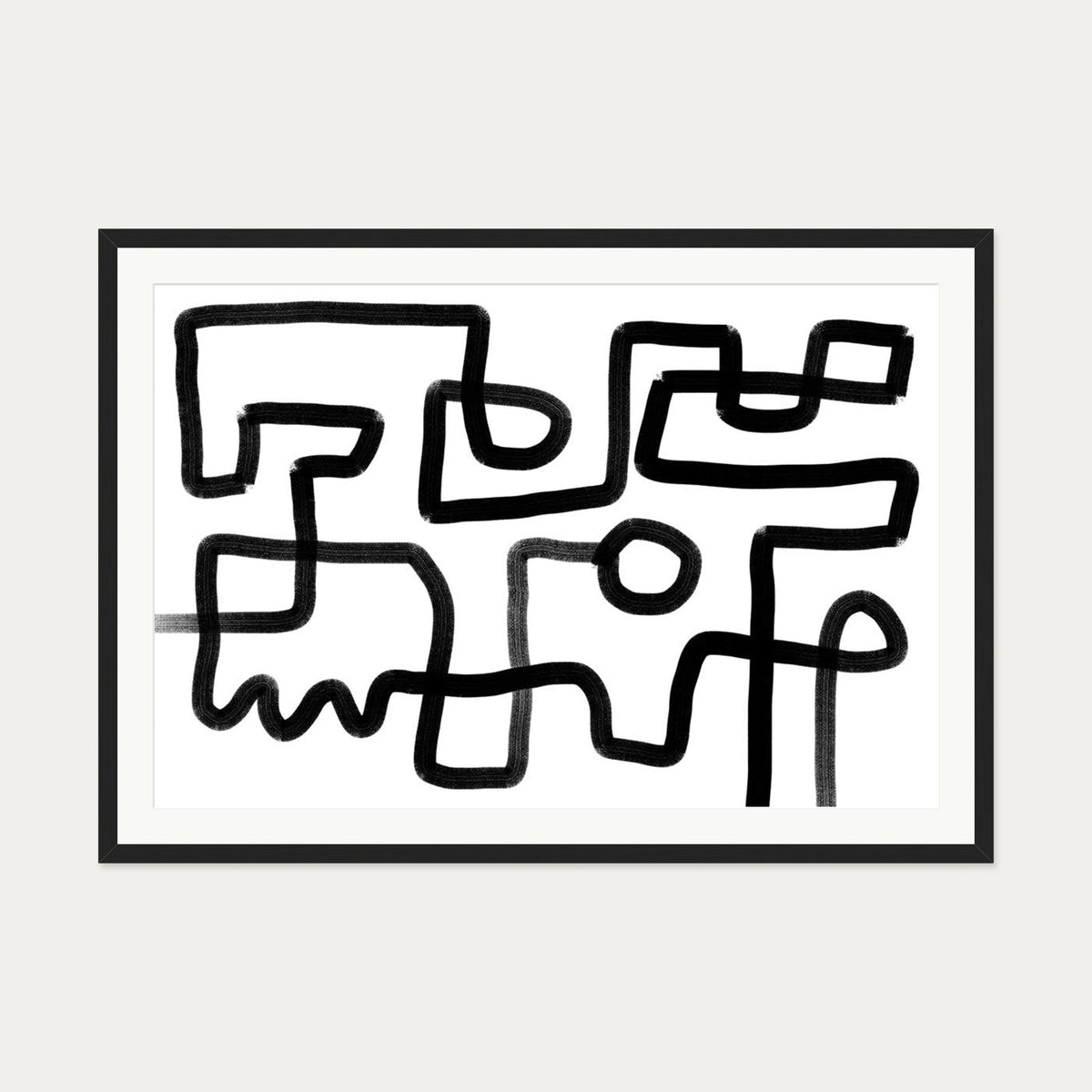 The Maze Abstract Art Print — 70 x 100 cm — Black Frame