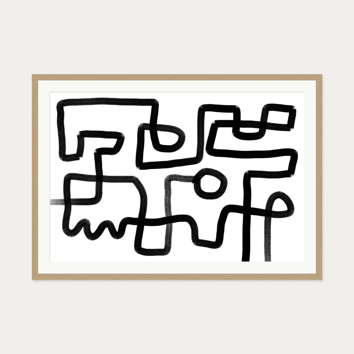 The Maze Abstract Art Print — 70 x 100 cm — Oak Frame