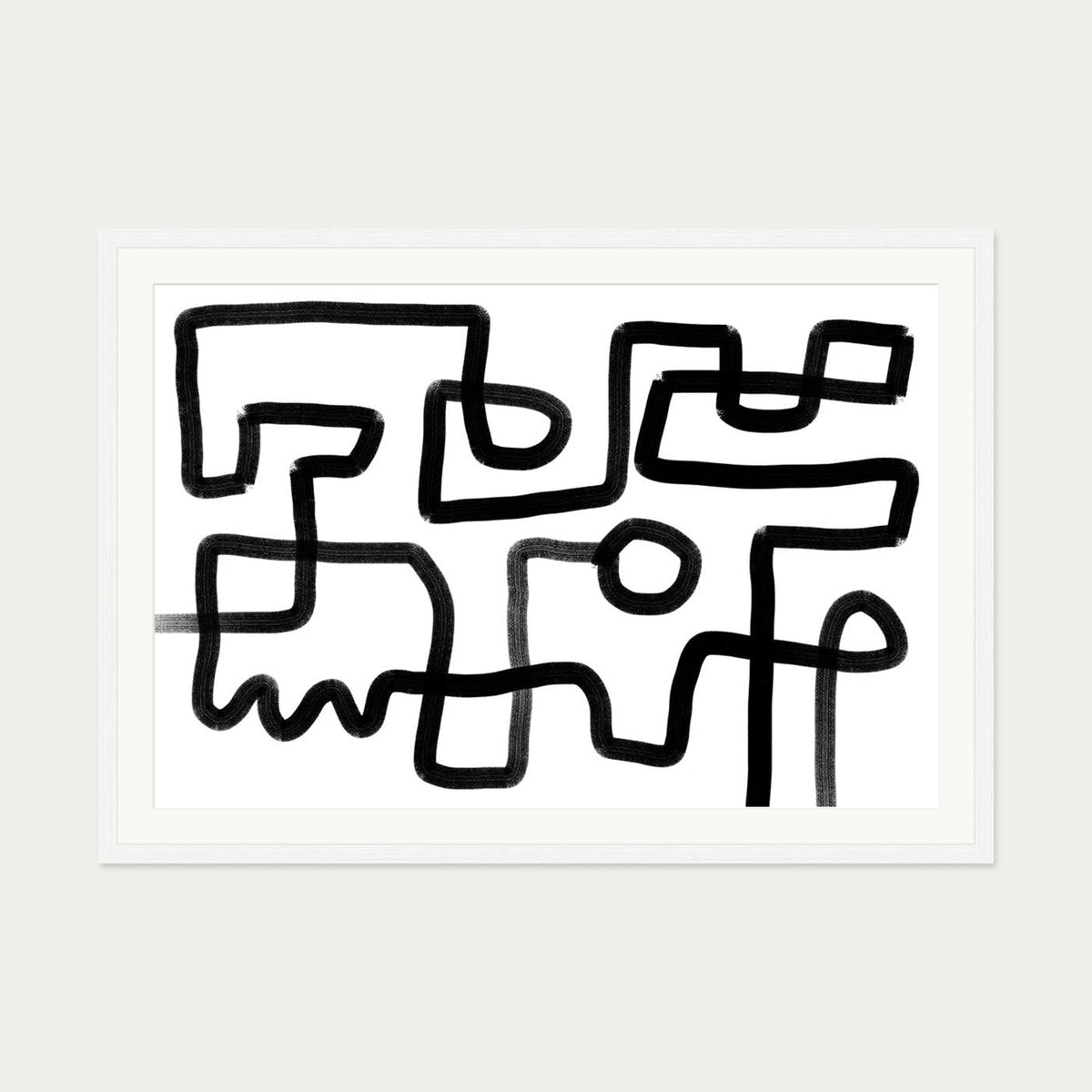 The Maze Abstract Art Print — 70 x 100 cm — White Frame