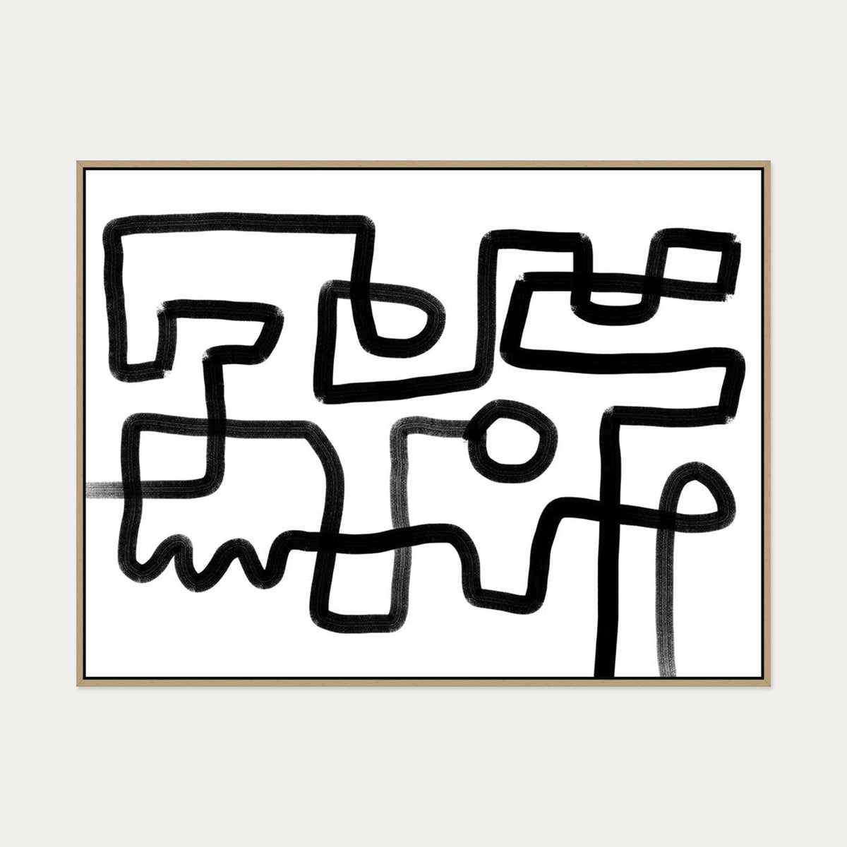 The Maze Canvas Art — 90 x 120 cm — Oak Frame