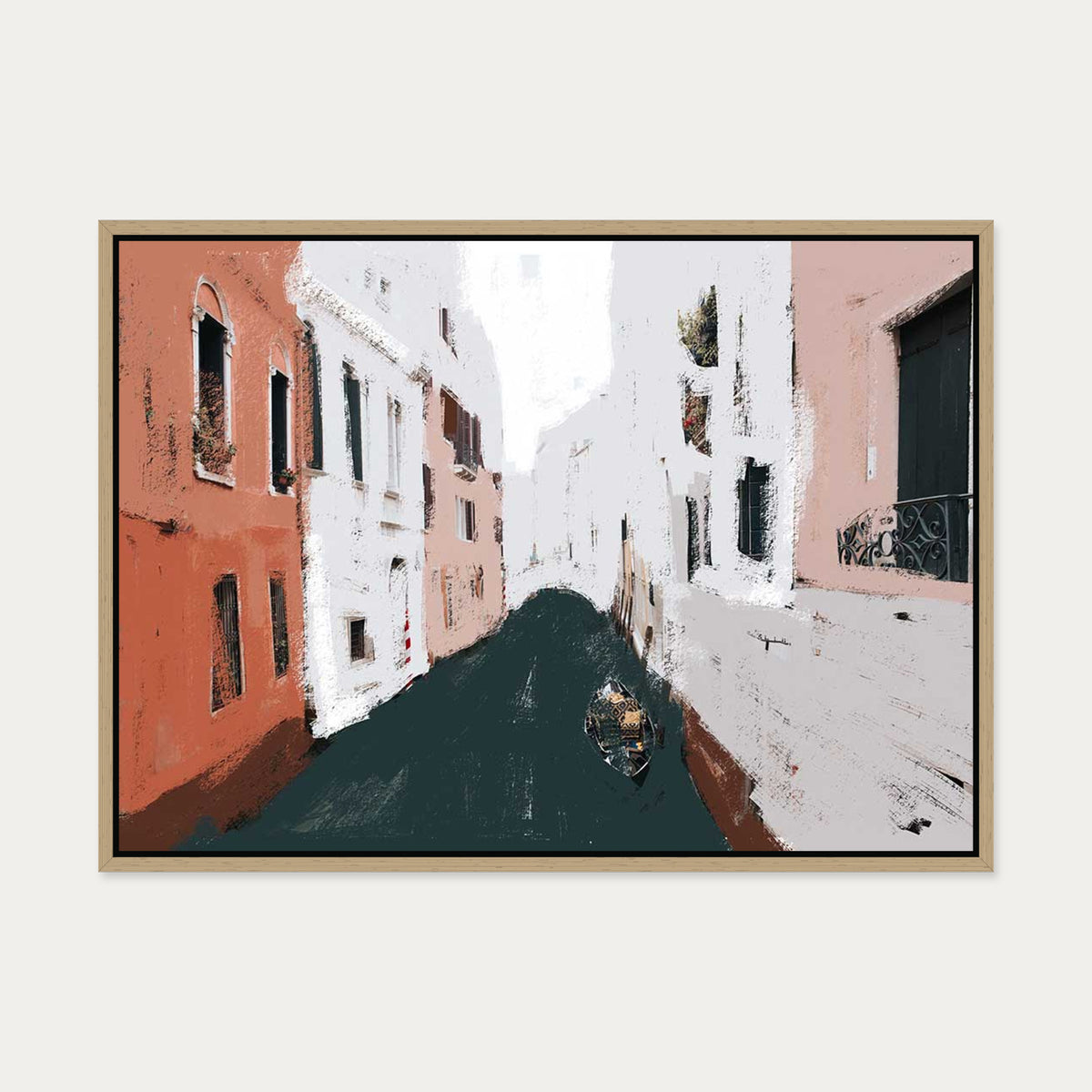 The River City Canvas Art — 50 x 70 cm — Oak Frame