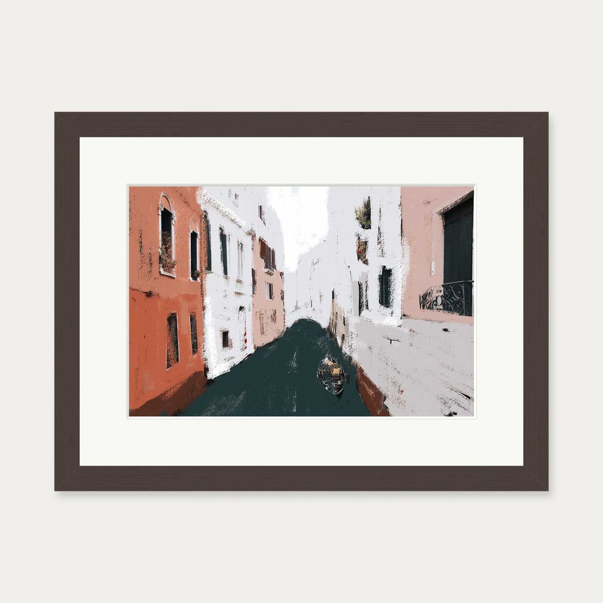 The River City Art Print — 30 x 40 cm — Brown Frame