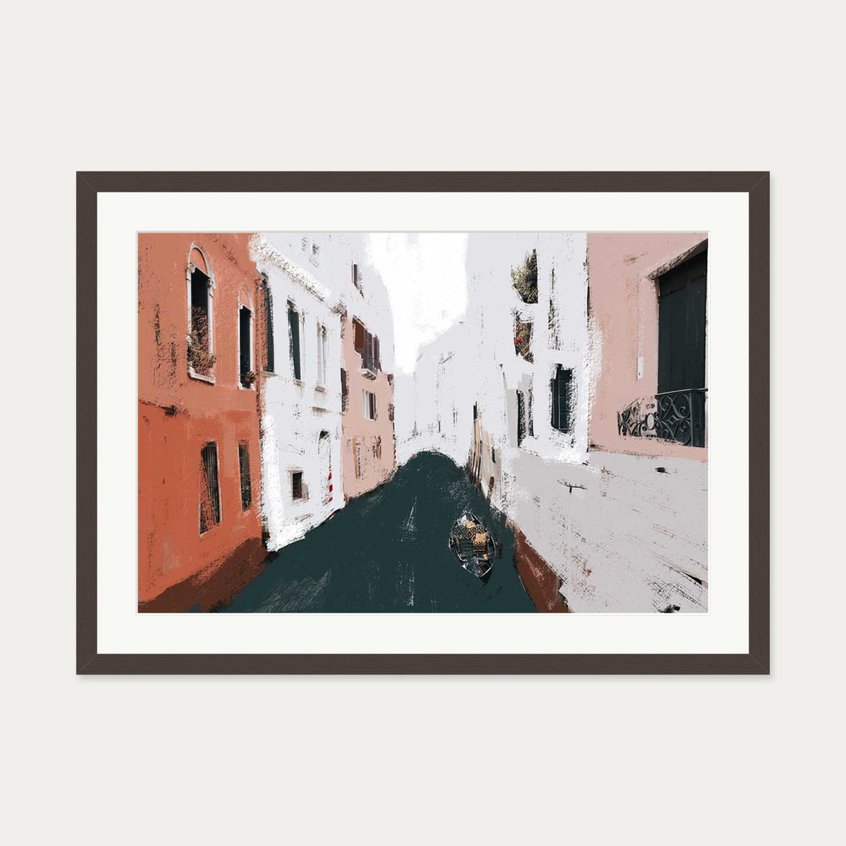 The River City Art Print — 50 x 70 cm — Brown Frame