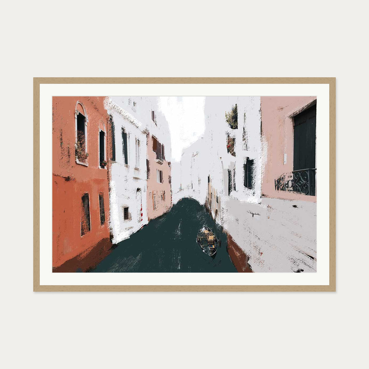 The River City Art Print — 70 x 100 cm — Oak Frame