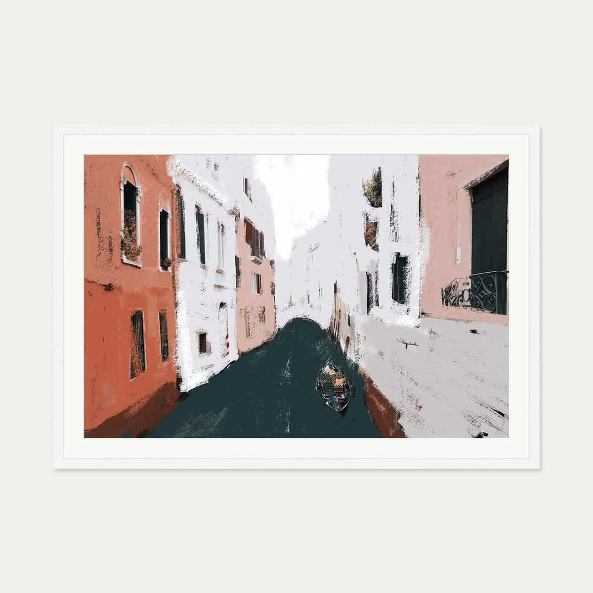 The River City Art Print — 70 x 100 cm — White Frame