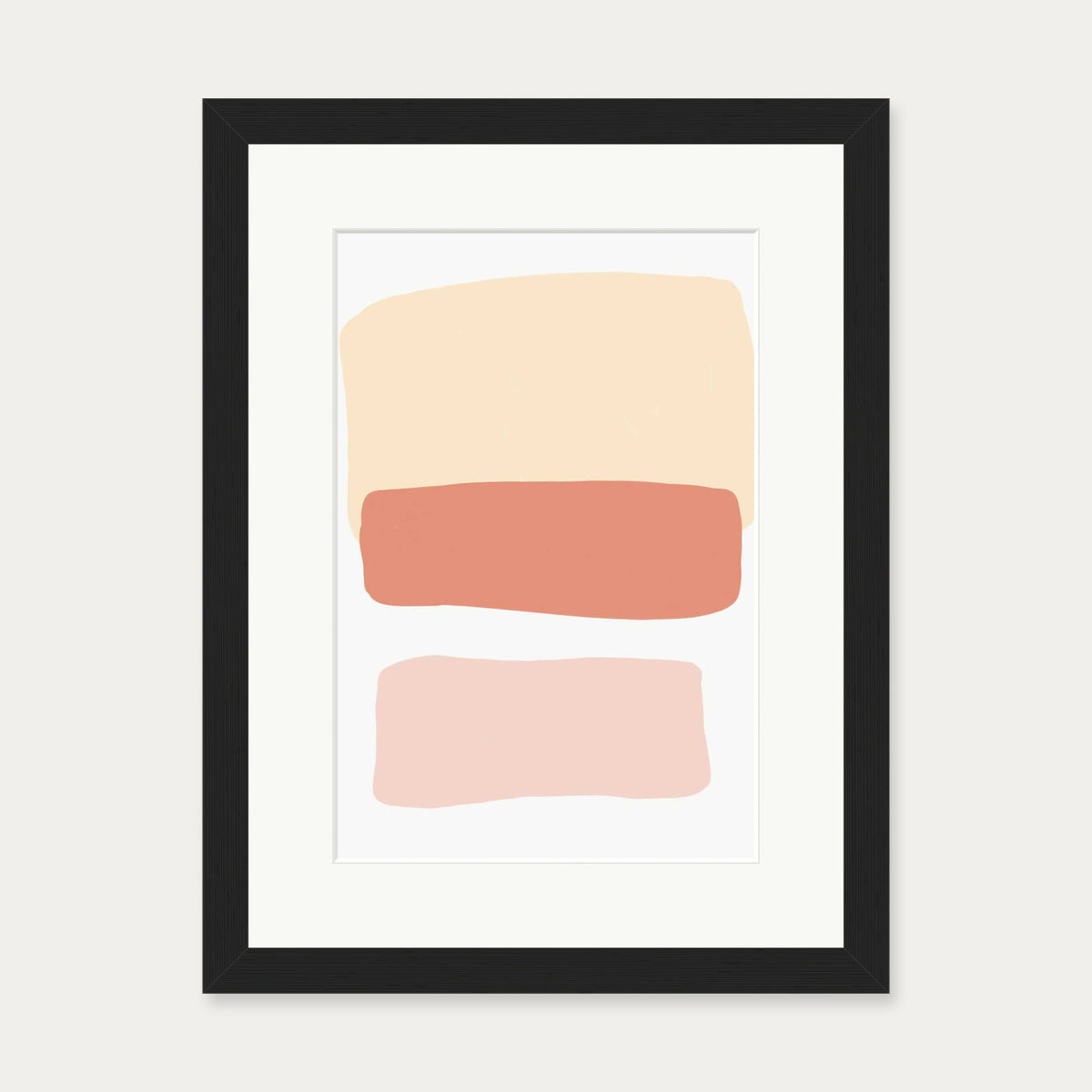 Three Blush Shapes Art Print — 30 x 40 cm — Black Frame