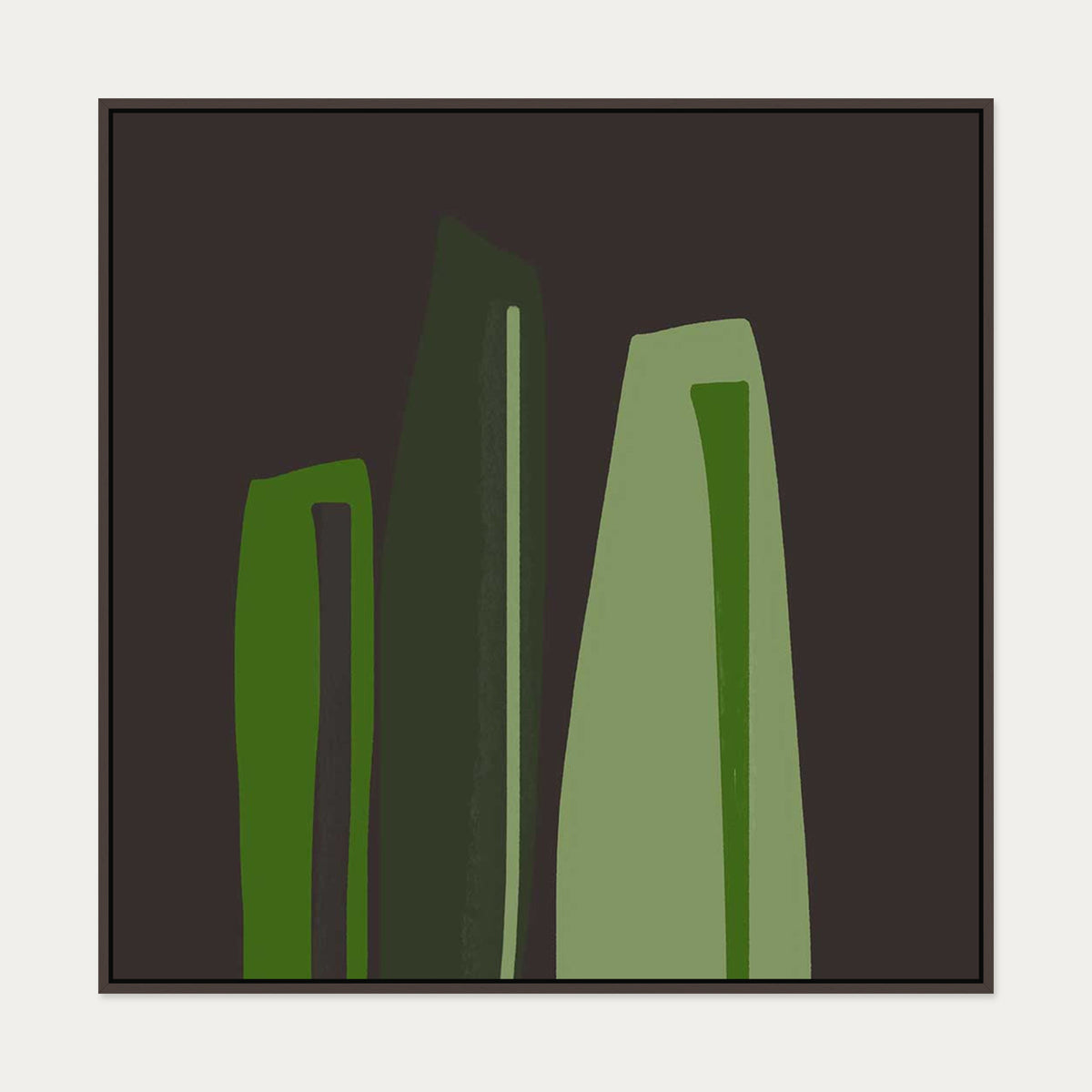 Three's A Crowd Canvas Art — 100 x 100 cm — Brown Frame