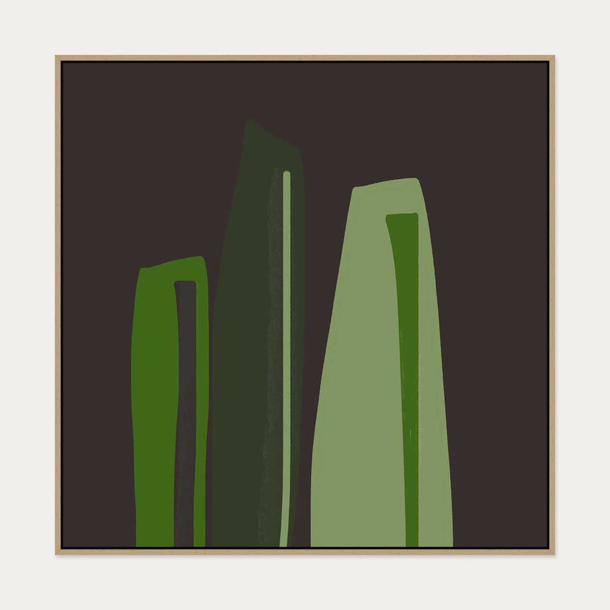 Three's A Crowd Canvas Art — 100 x 100 cm — Oak Frame