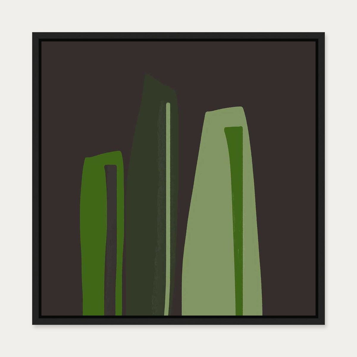 Three's A Crowd Canvas Art — 50 x 50 cm — Black Frame