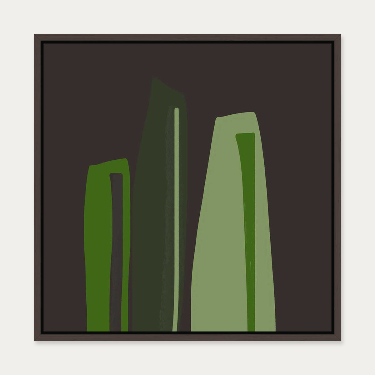 Three's A Crowd Canvas Art — 50 x 50 cm — Brown Frame