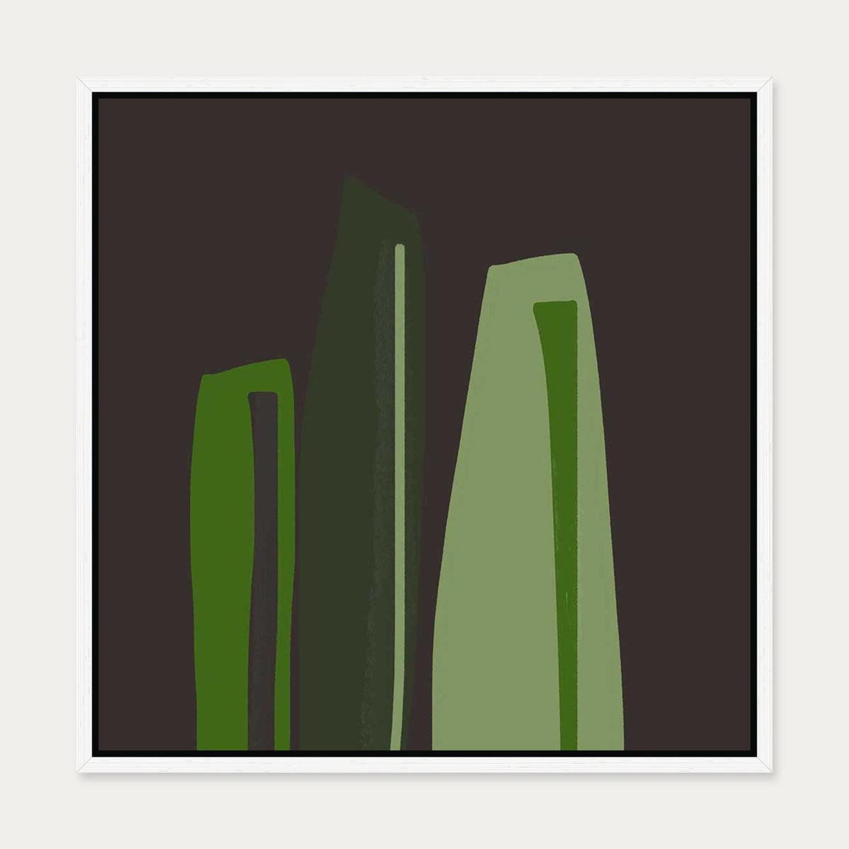 Three's A Crowd Canvas Art — 50 x 50 cm — White Frame