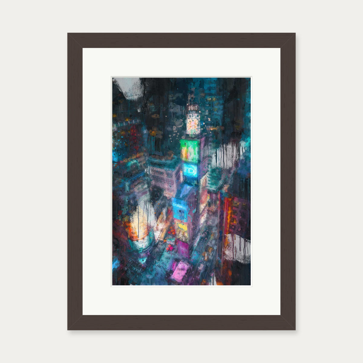 Times Square Impressionist Art Print — 30 x 40 cm — Brown Frame