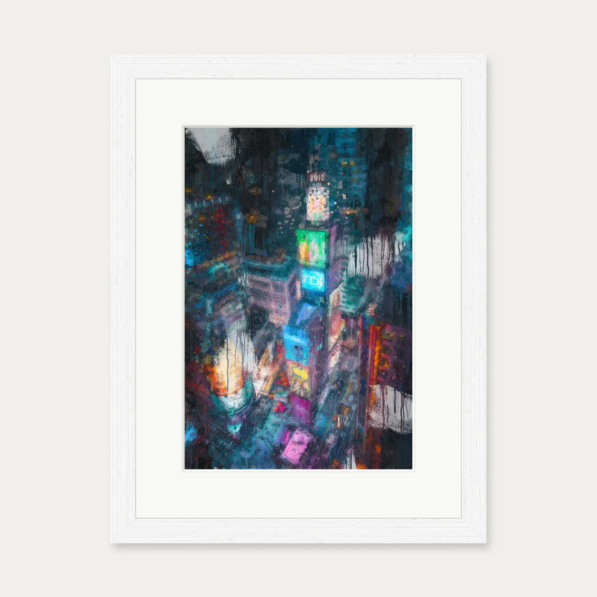 Times Square Impressionist Art Print — 30 x 40 cm — White Frame