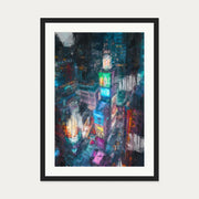 Times Square Impressionist Art Print — 50 x 70 cm — Black Frame