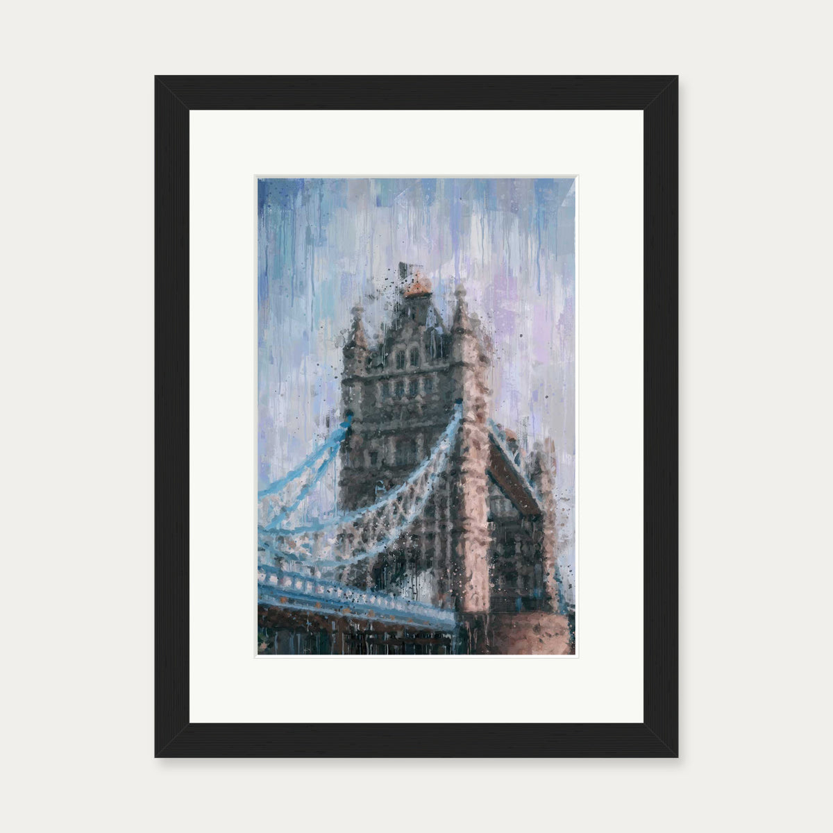 Tower Bridge London Impressionist Art Print — 30 x 40 cm — Black Frame
