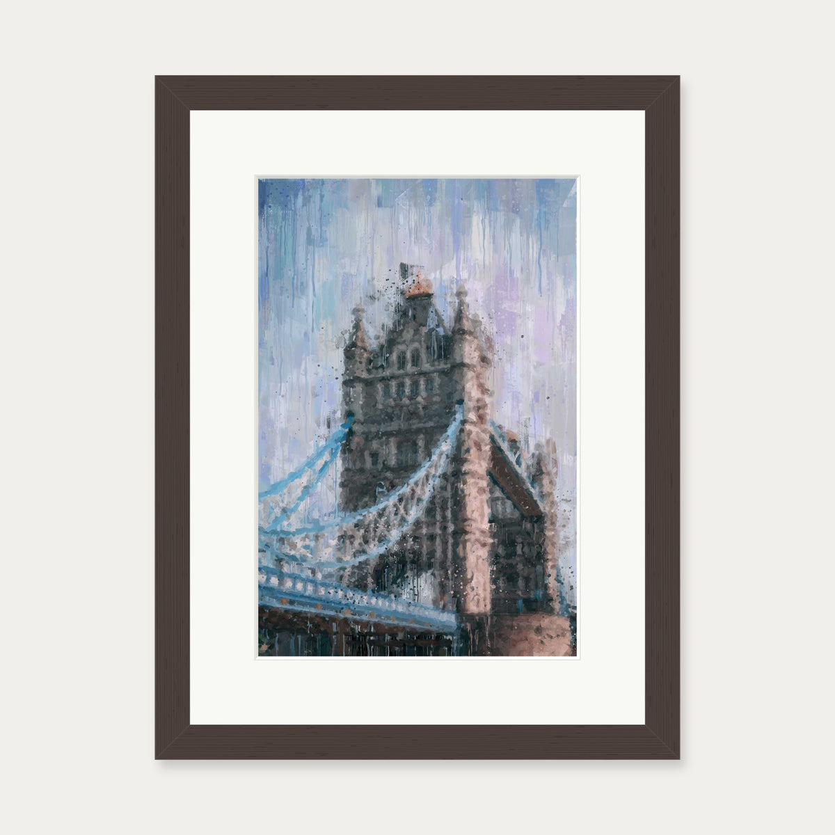 Tower Bridge London Impressionist Art Print — 30 x 40 cm — Brown Frame