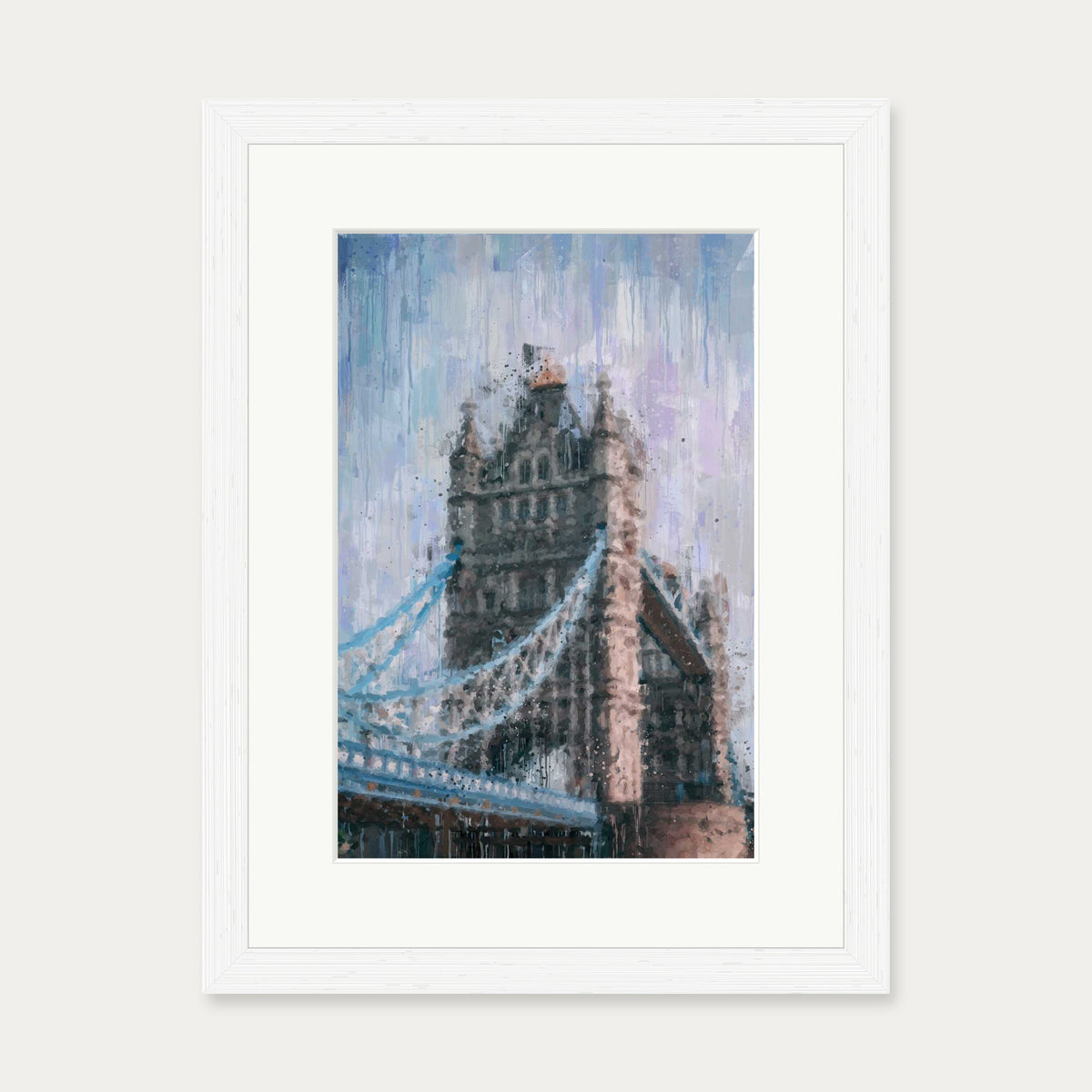 Tower Bridge London Impressionist Art Print — 30 x 40 cm — White Frame