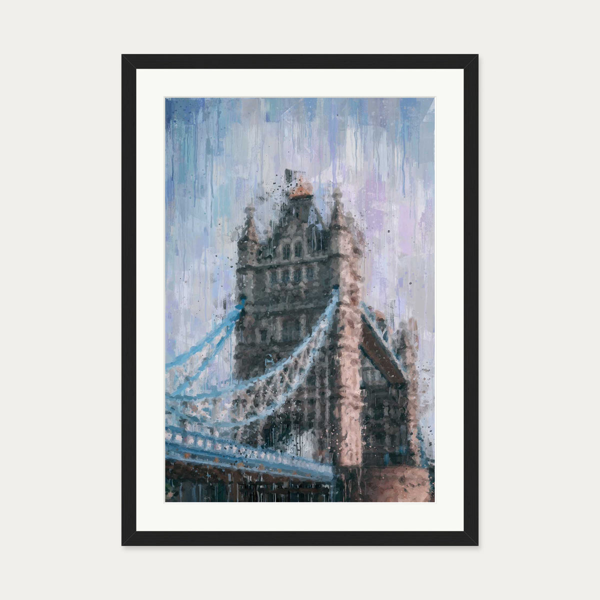 Tower Bridge London Impressionist Art Print — 50 x 70 cm — Black Frame