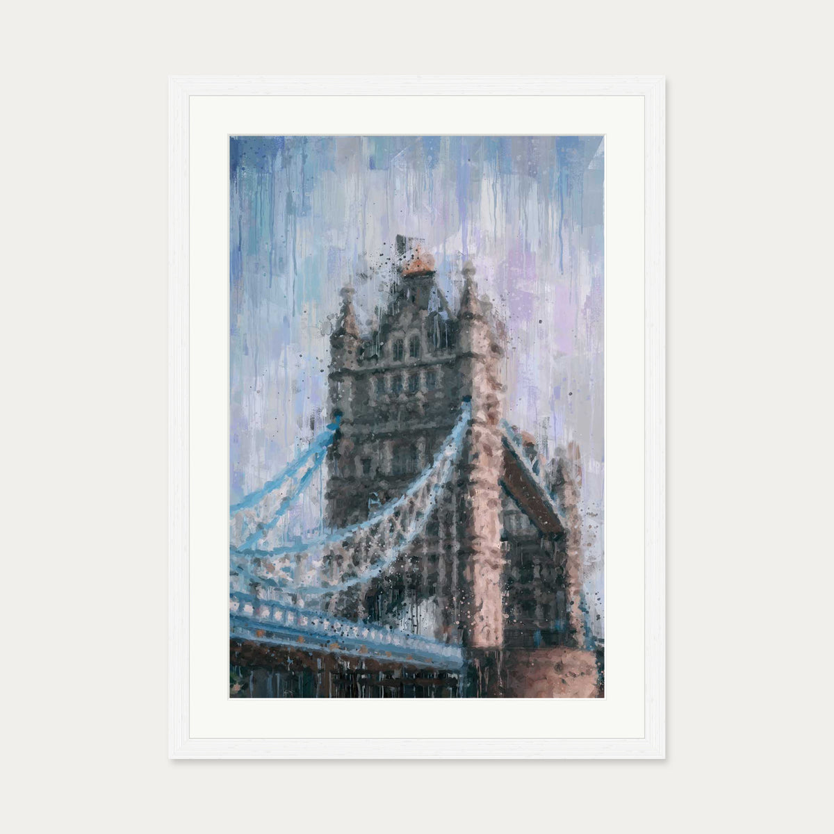 Tower Bridge London Impressionist Art Print — 50 x 70 cm — White Frame