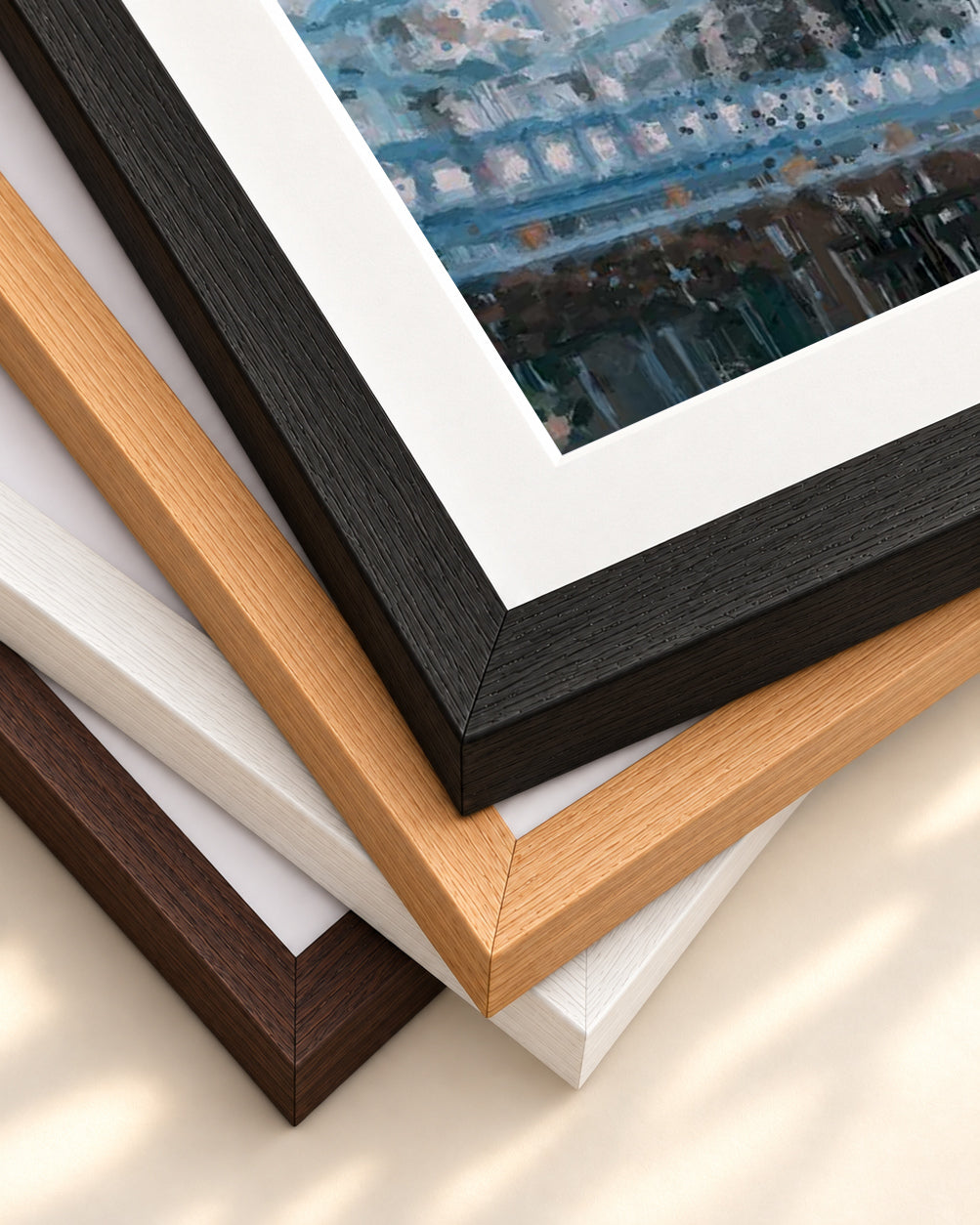 Tower Bridge London Impressionist Art Print — framed print corner with 5 cm mount and bevel