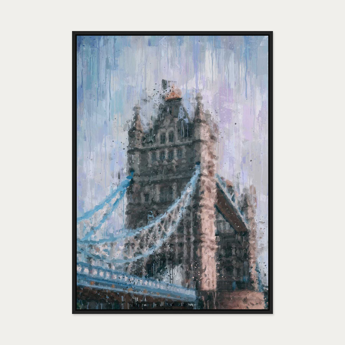 Tower Bridge London Painting Canvas Art — 70 x 100 cm — Black Frame