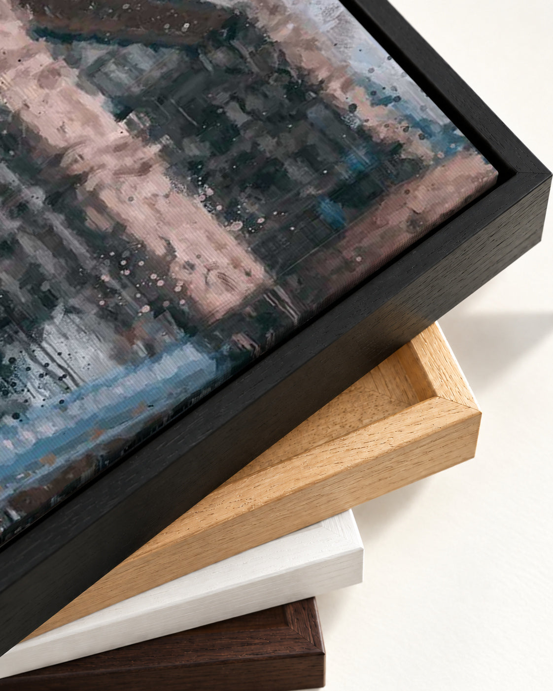 Tower Bridge London Painting Canvas Art — framed canvas corner and wrapped canvas detail