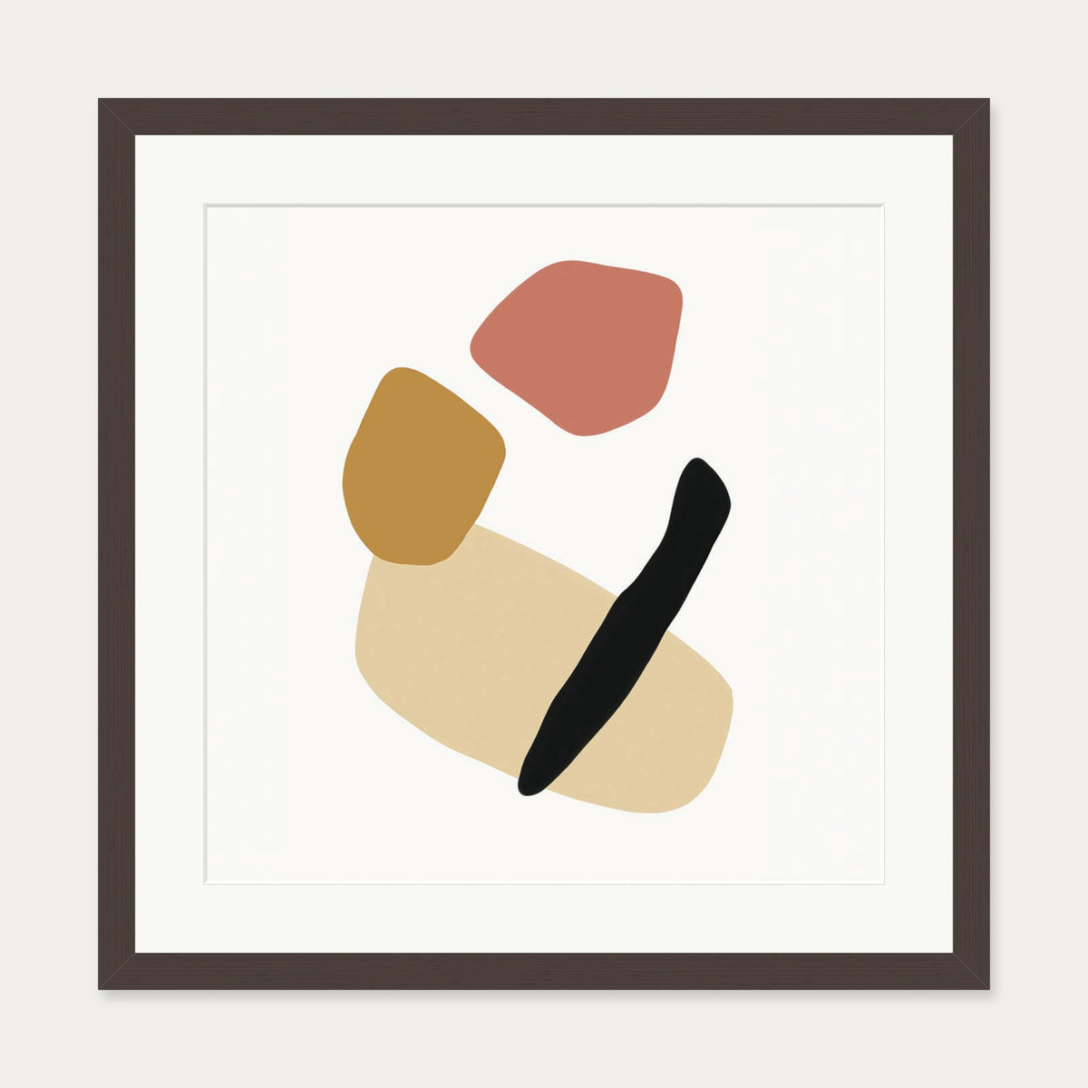 Tribal Shapes Art Print — 50 x 50 cm — Brown Frame
