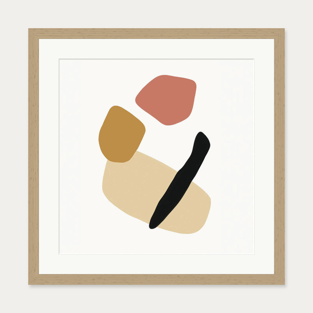 Tribal Shapes Art Print — 50 x 50 cm — Oak Frame
