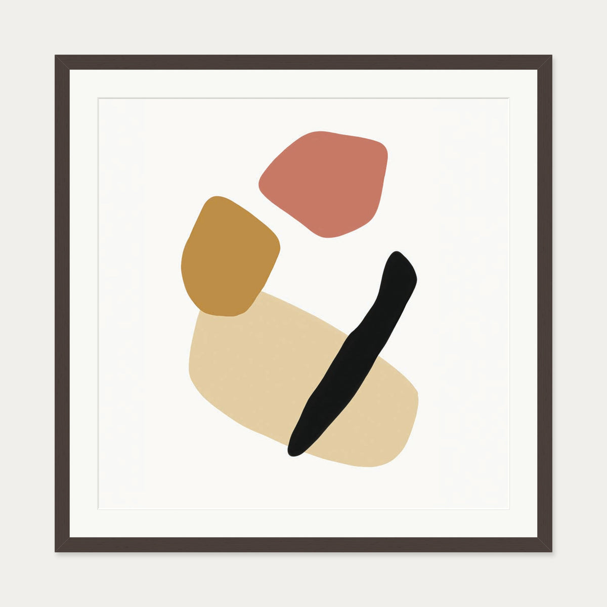 Tribal Shapes Art Print — 70 x 70 cm — Brown Frame